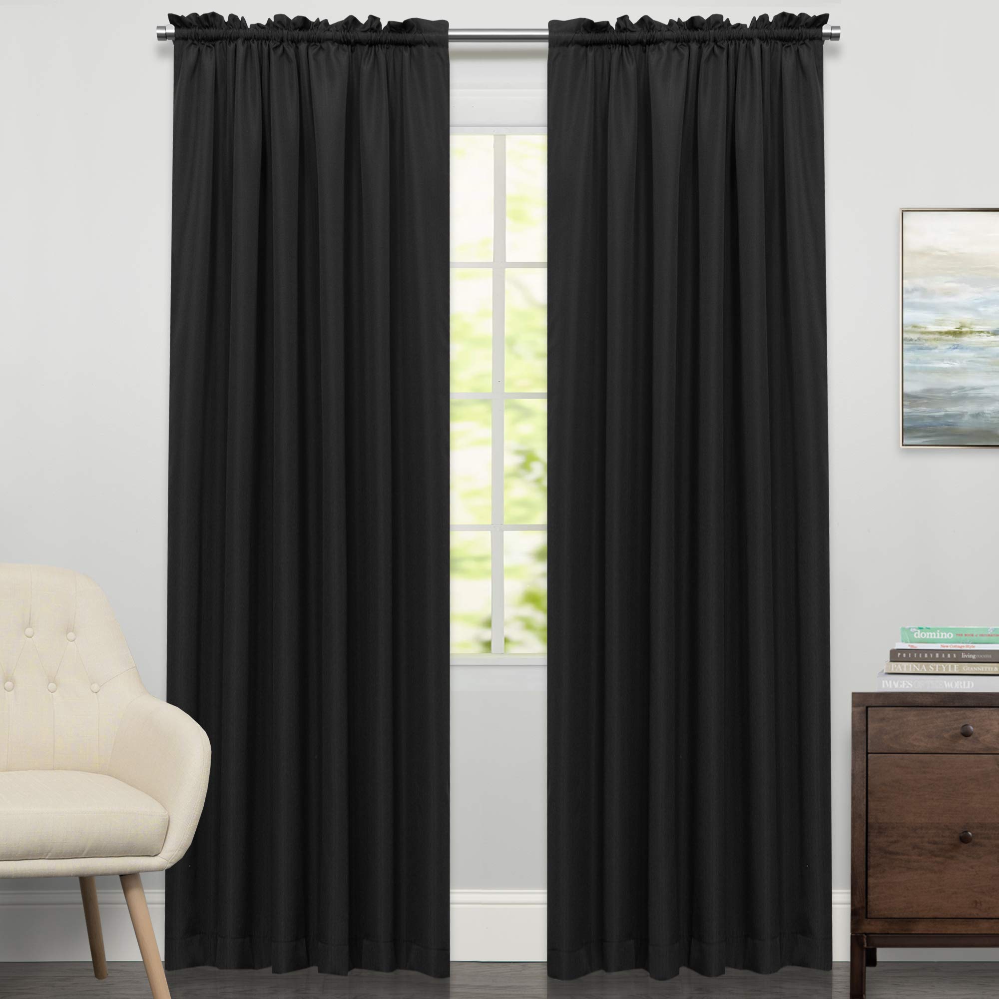 Foto 2 pulgar | Cortinas De Ventana Sweet Home Collection Ribcord, Color Negro, 160 X 160 Cm - Venta Internacional.