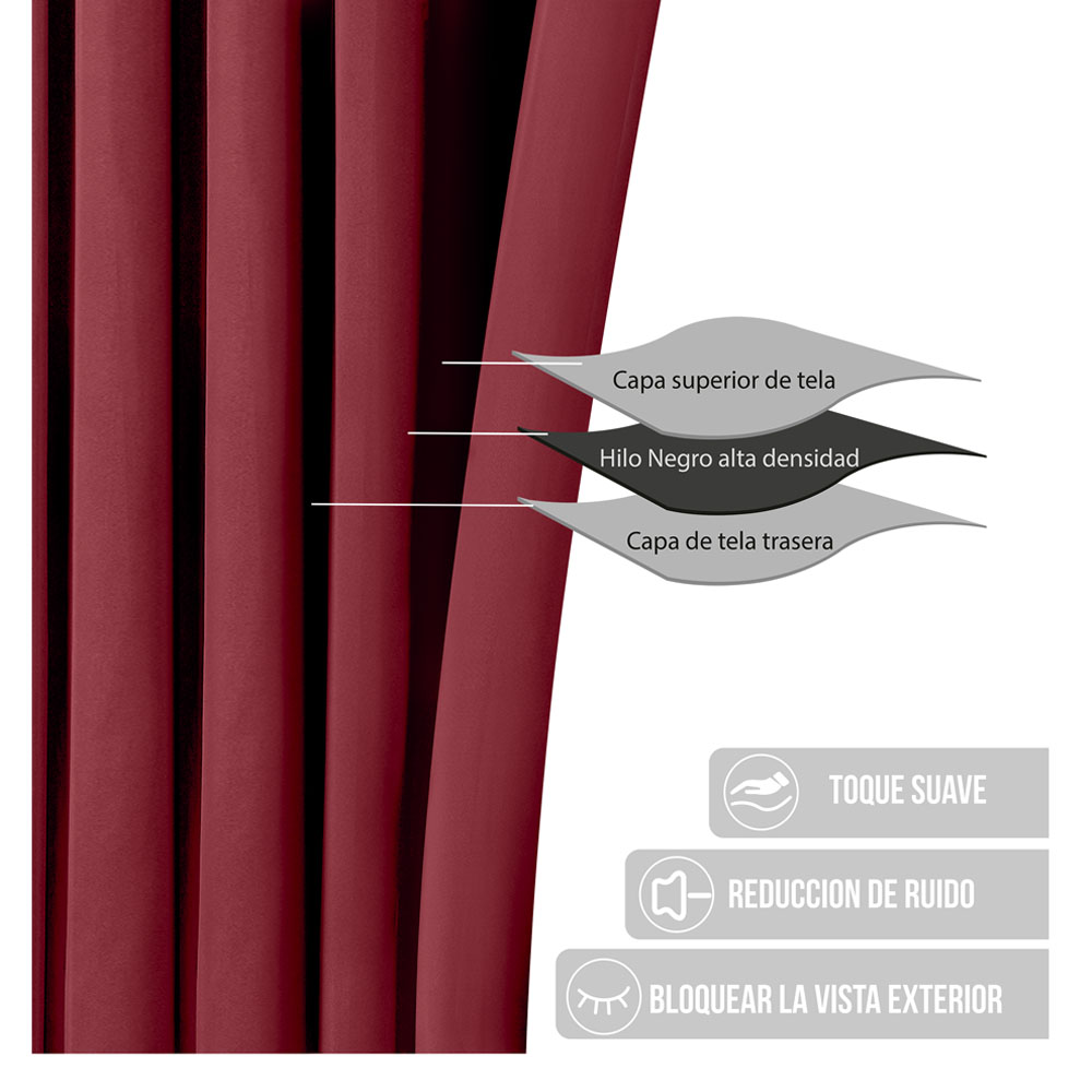 Foto 4 pulgar | Cortinas Blackout Obscuridad Total Dos Paneles Vino