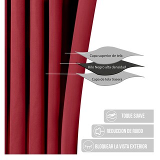 Foto 3 | Cortinas Blackout Obscuridad Total Dos Paneles Vino