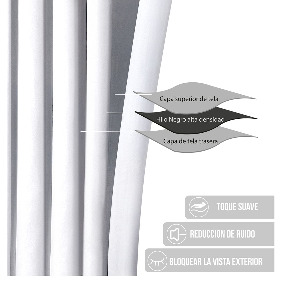 Foto 4 pulgar | Cortinas Blackout Obscuridad Total Dos Paneles Blanco