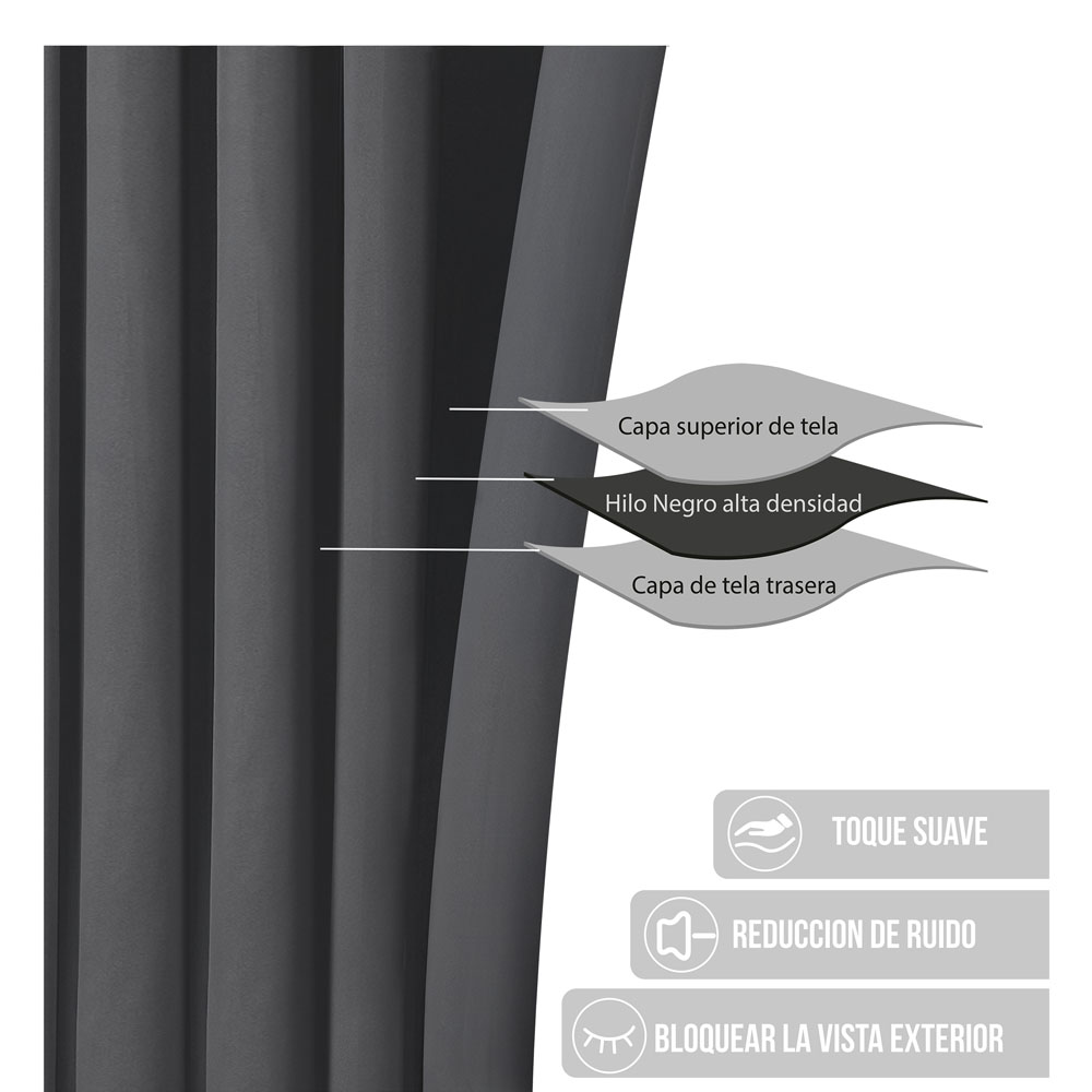 Foto 4 pulgar | Cortinas Blackout Obscuridad Total Dos Paneles Oxford