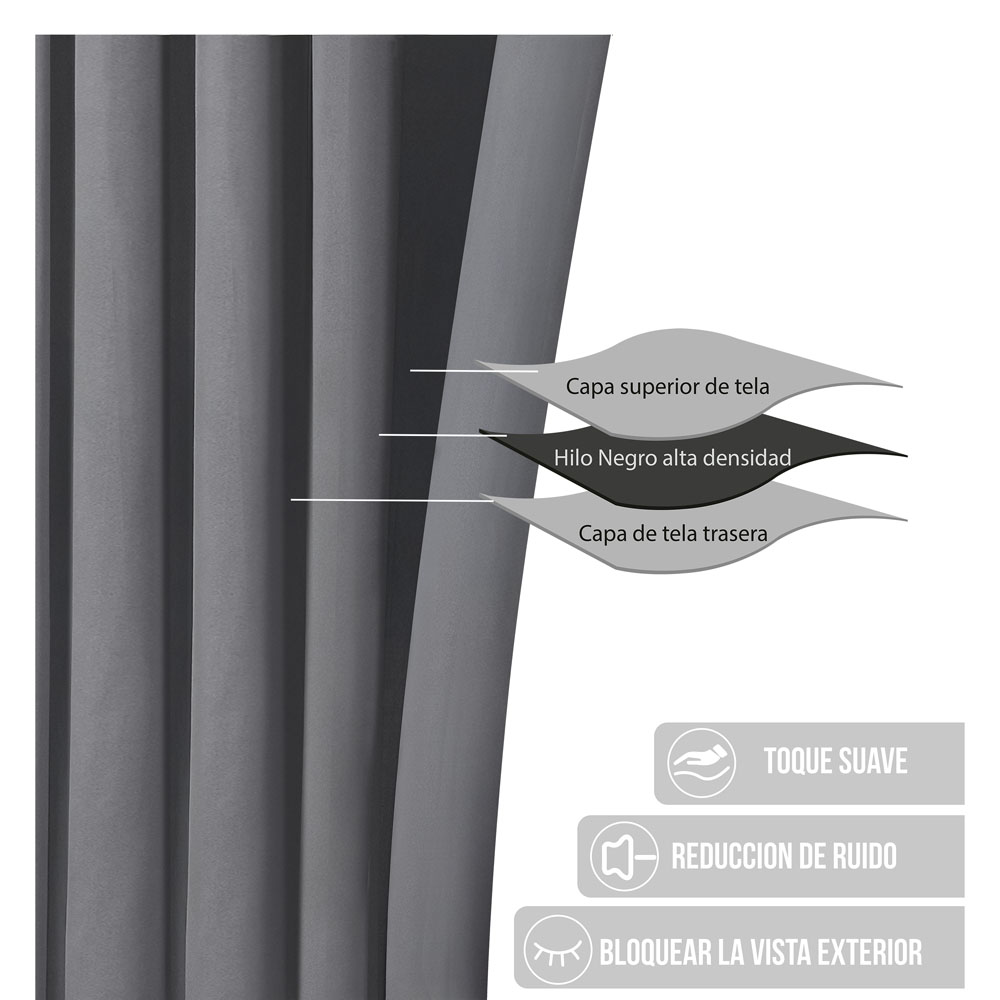 Foto 4 pulgar | Cortinas Blackout Obscuridad Total Dos Paneles Beige