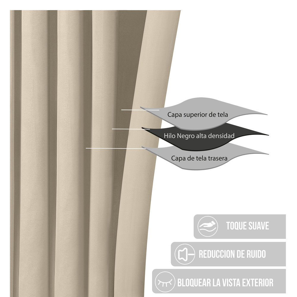 Foto 4 pulgar | Cortinas Blackout Obscuridad Total Dos Paneles Gris