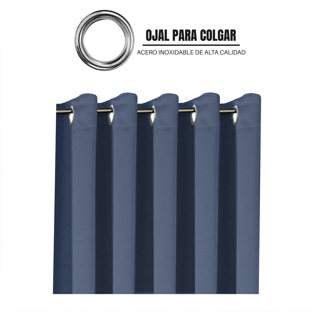 Foto 5 pulgar | Cortinas Blackout Obscuridad Total Dos Paneles Azul