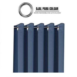 Foto 4 | Cortinas Blackout Obscuridad Total Dos Paneles Azul
