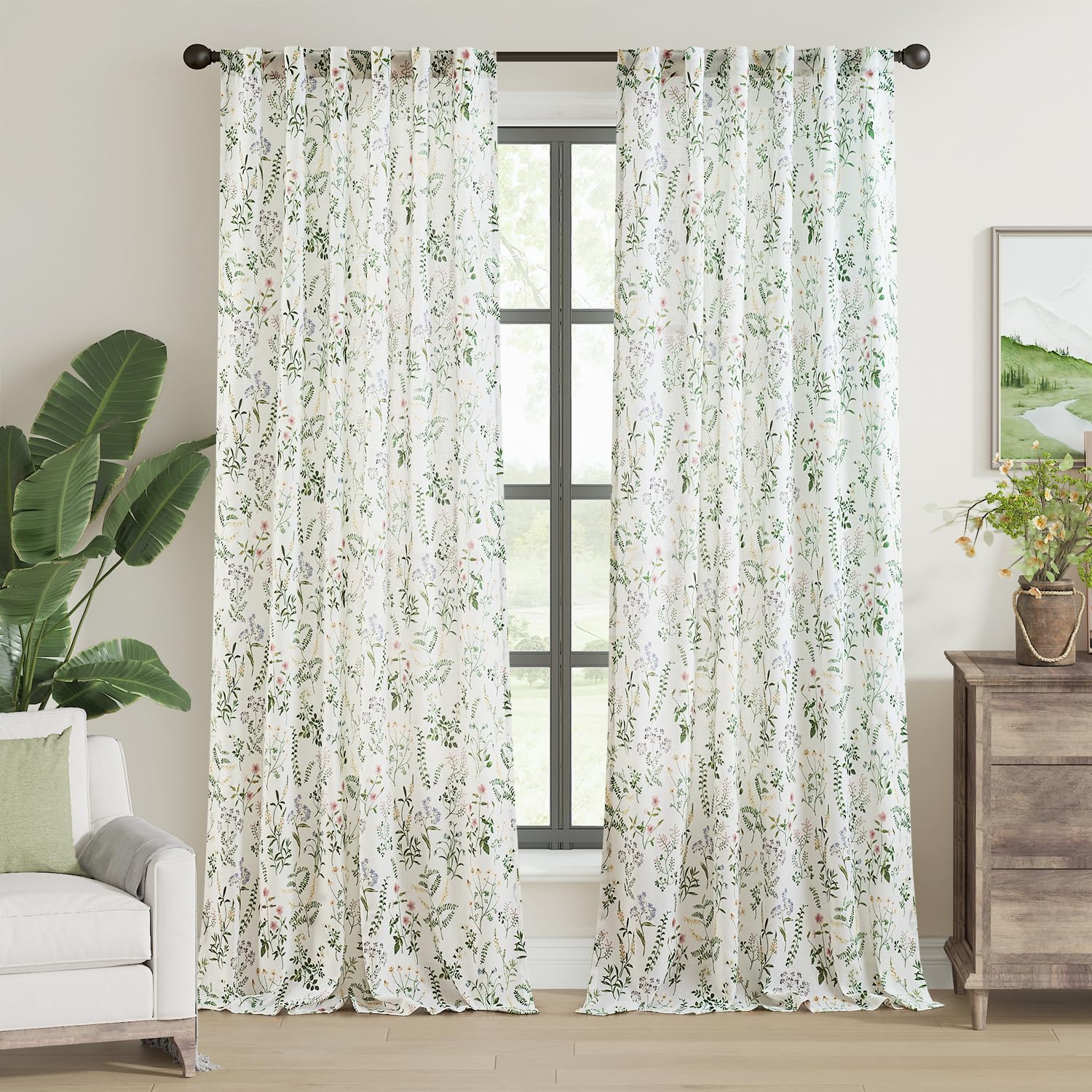 Foto 2 pulgar | Cortinas Jinchan Lino Floral 244 Cm - Venta Internacional