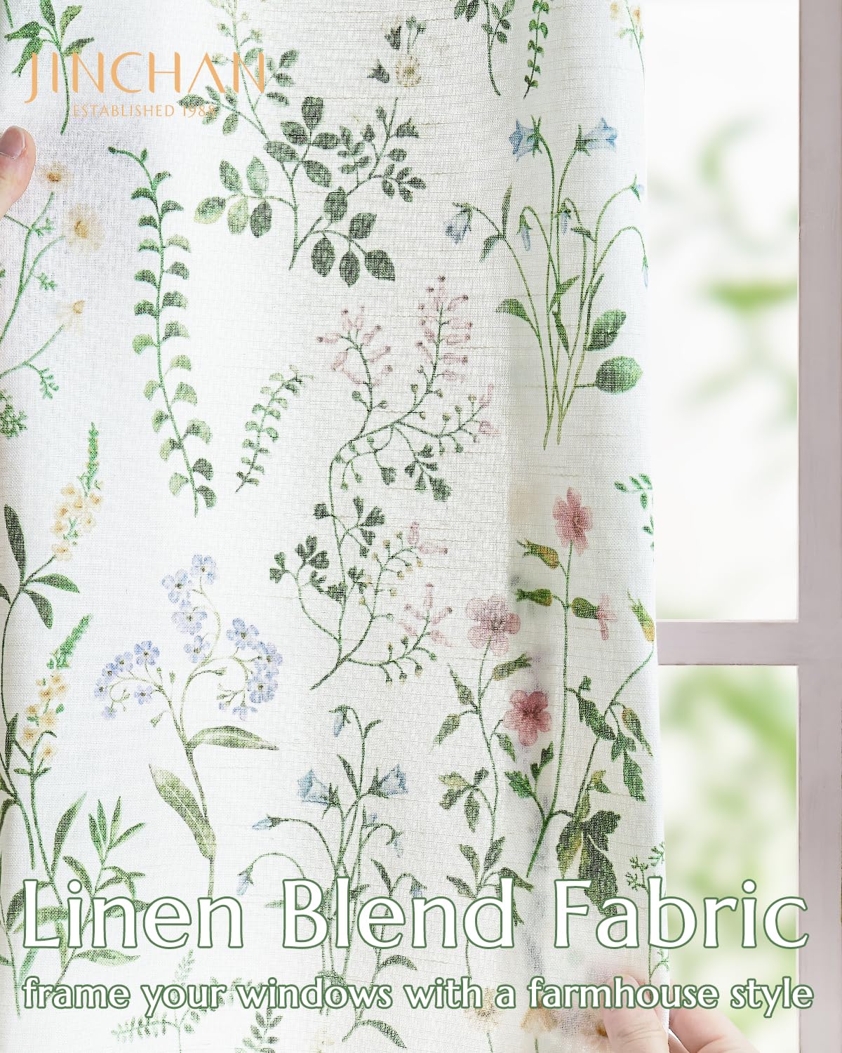 Foto 3 | Cortinas Jinchan Lino Floral 244 Cm - Venta Internacional