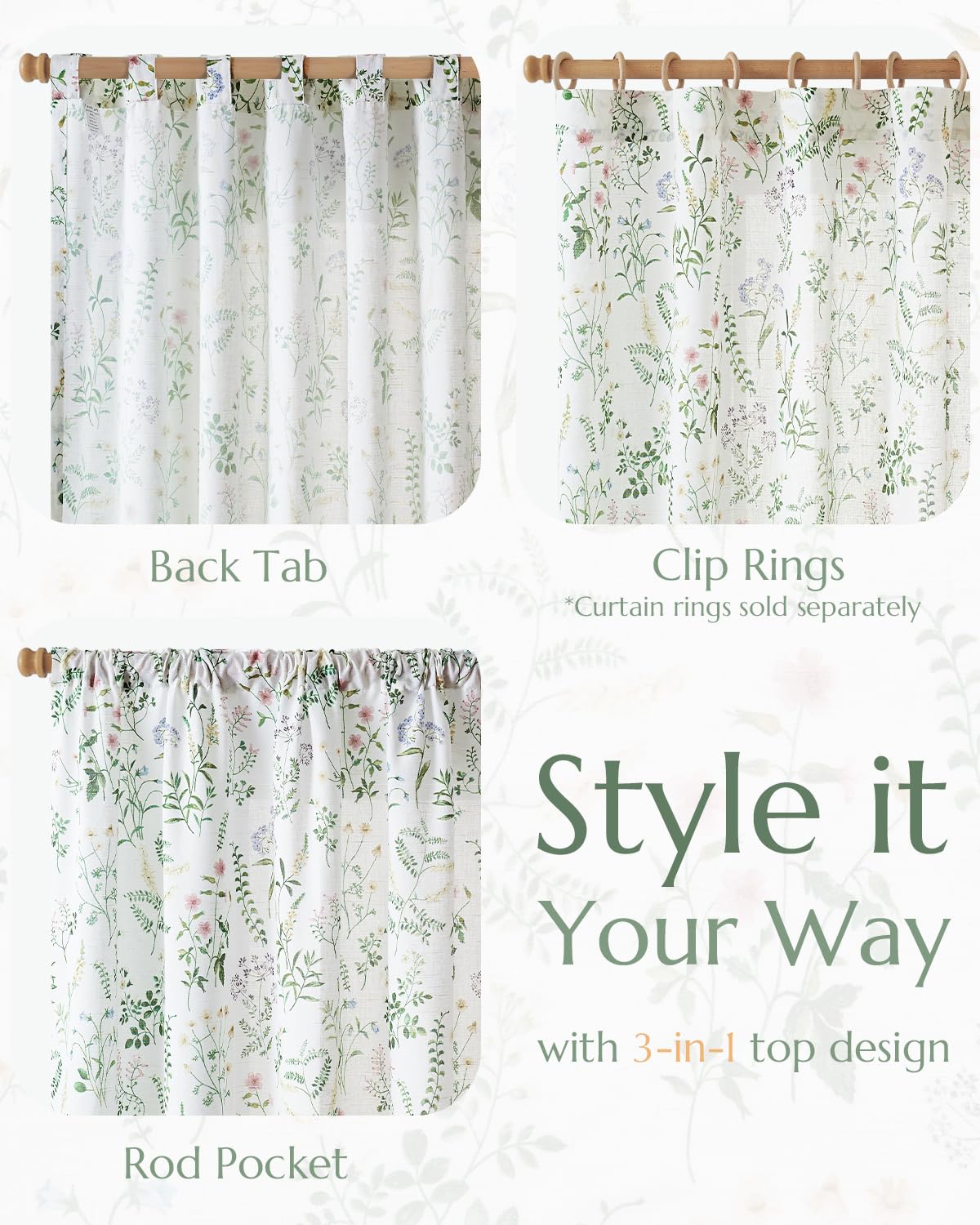Foto 6 pulgar | Cortinas Jinchan Lino Floral 244 Cm - Venta Internacional
