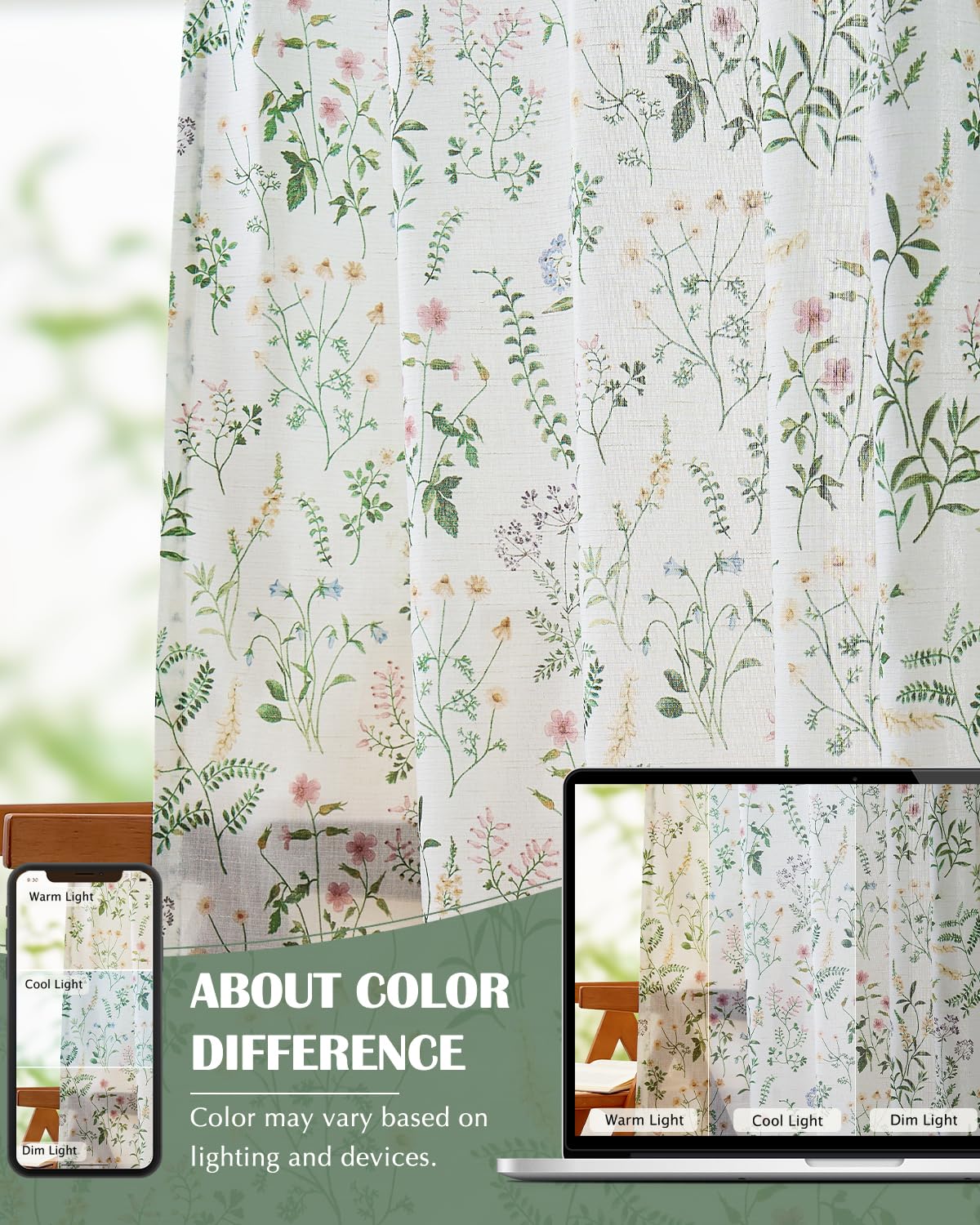 Foto 7 pulgar | Cortinas Jinchan Lino Floral 244 Cm - Venta Internacional