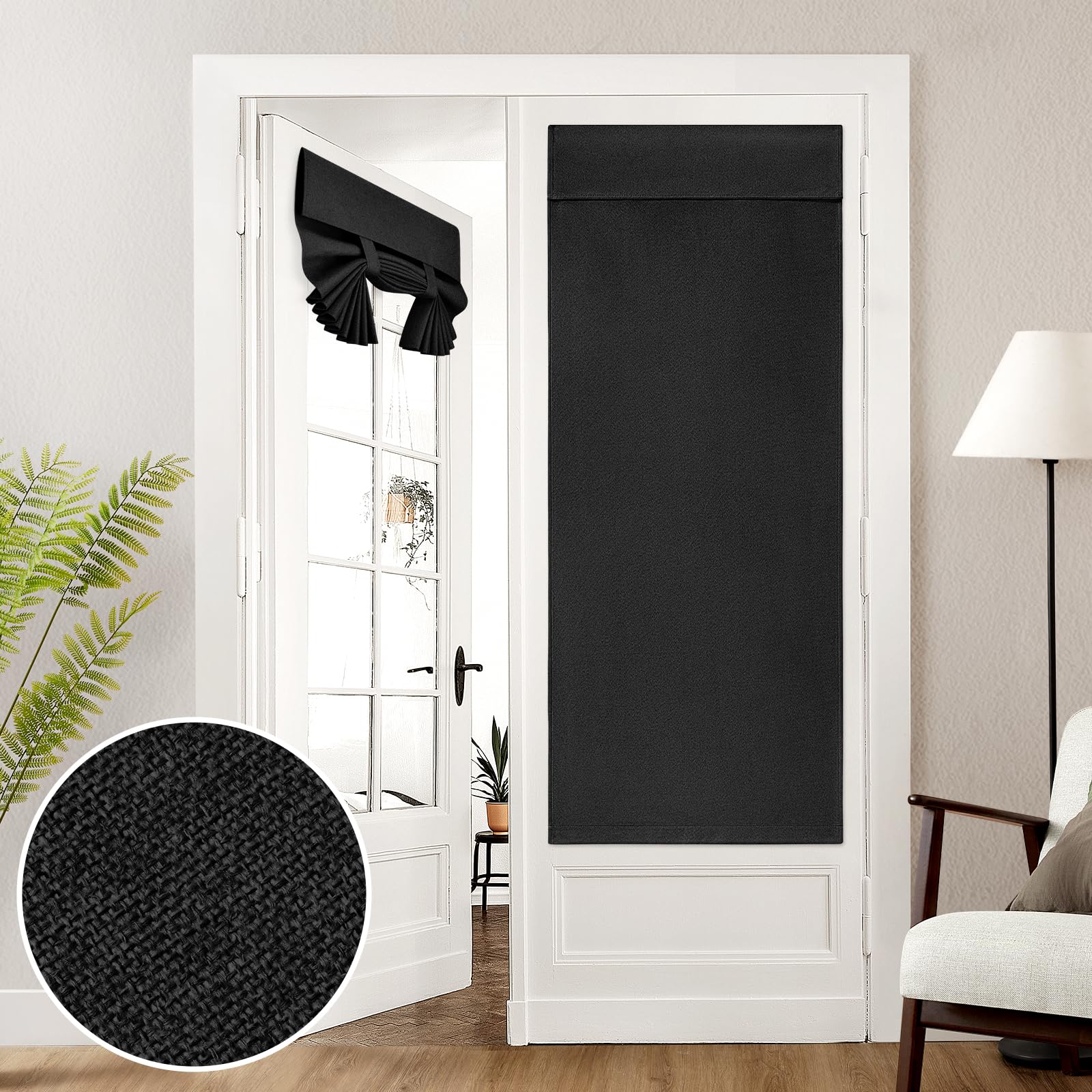Cortina Francesas de Lino Opacas 66 x 173 cm Negro - Venta Internacional