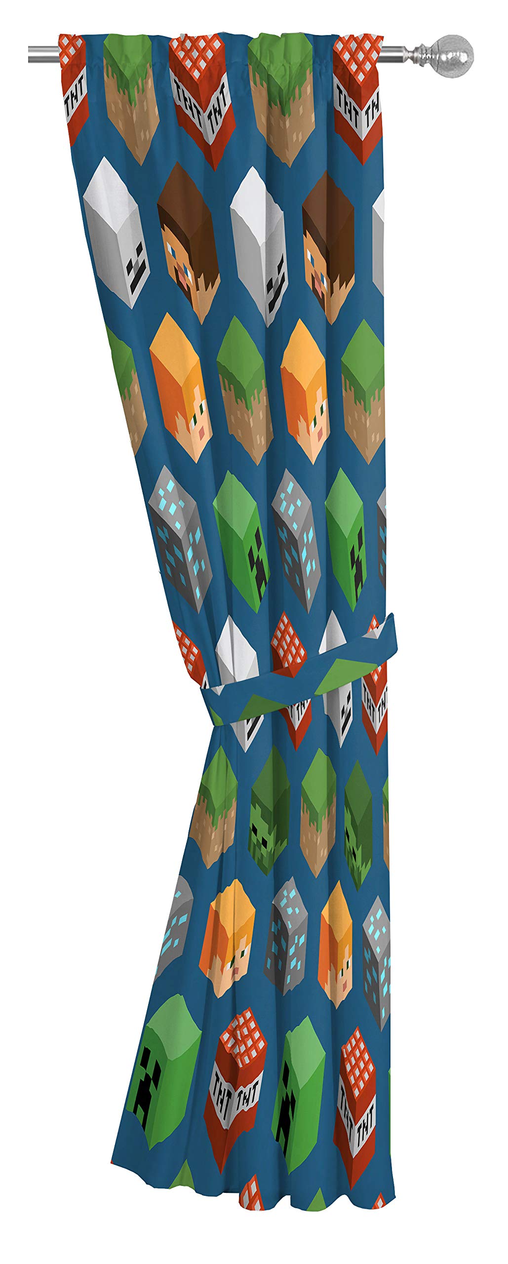Foto 3 pulgar | Set De Cortinas Jay Franco Minecraft Isométrico Azul 160x160 Cm - Venta Internacional.