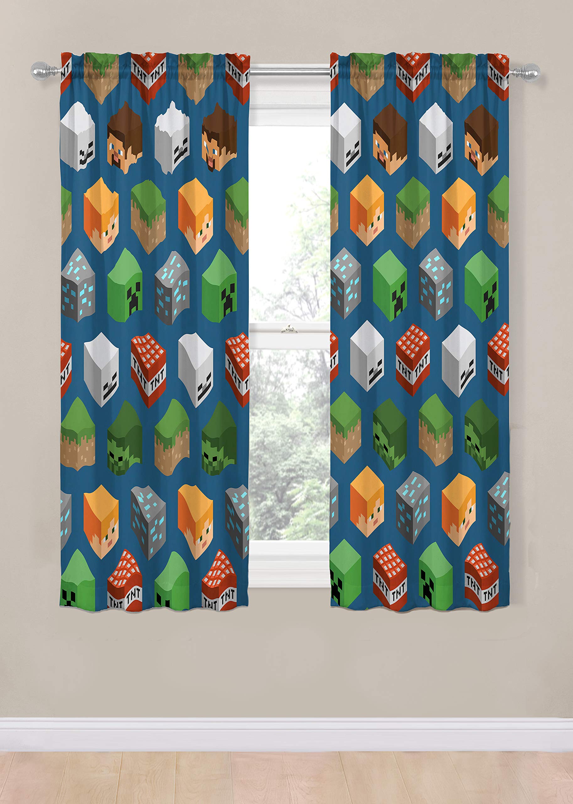 Foto 4 pulgar | Set De Cortinas Jay Franco Minecraft Isométrico Azul 160x160 Cm - Venta Internacional.