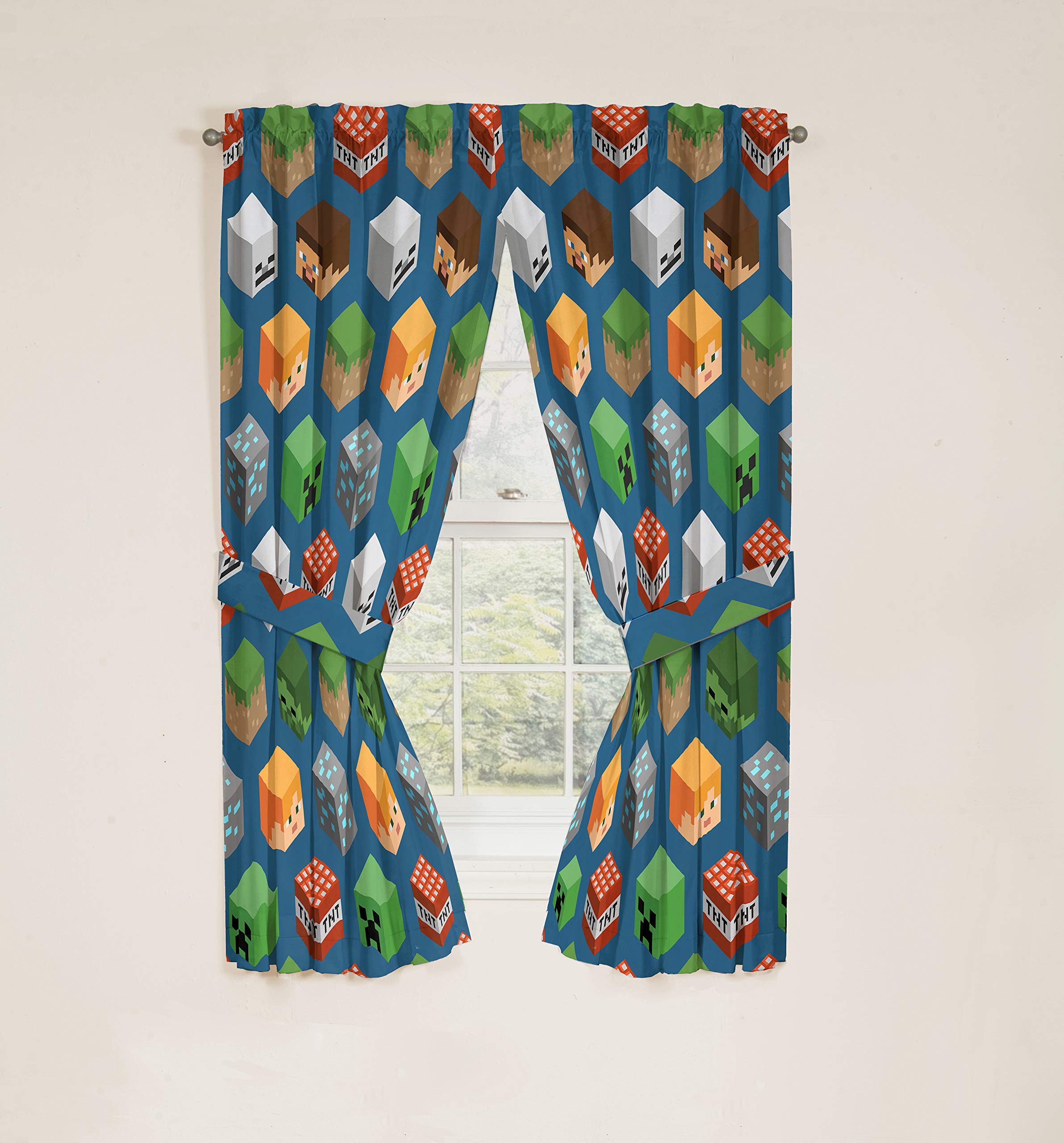 Foto 4 | Set De Cortinas Jay Franco Minecraft Isométrico Azul 160x160 Cm - Venta Internacional.
