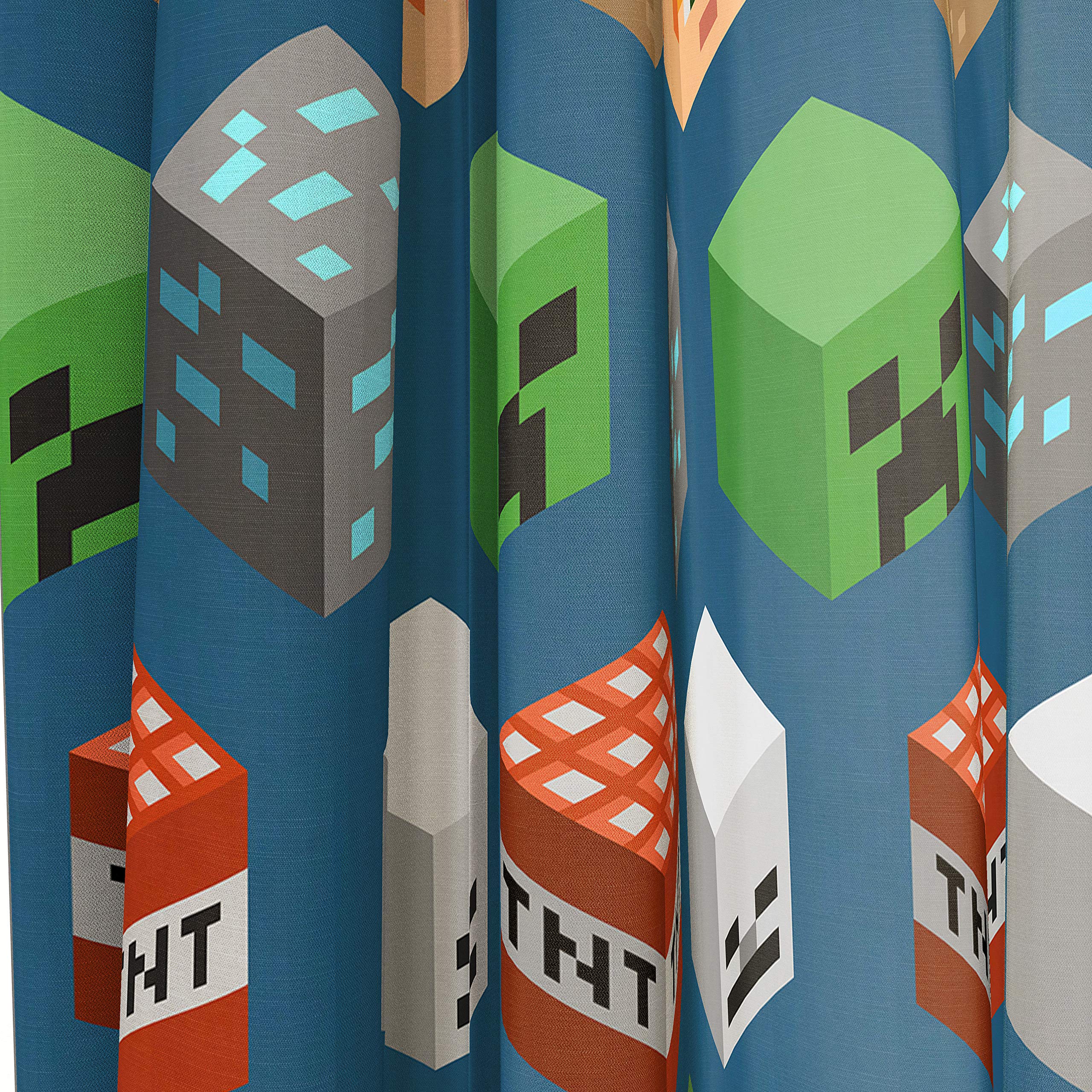 Foto 7 pulgar | Set De Cortinas Jay Franco Minecraft Isométrico Azul 160x160 Cm - Venta Internacional.