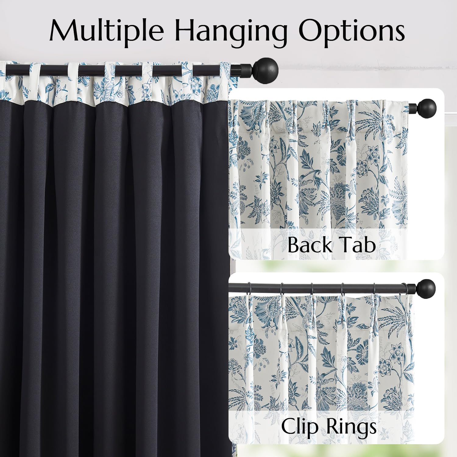 Foto 6 pulgar | Cortinas Jinchan Pinch Plisadas, 100% Opacas, Con Estampado Floral, 213 X 214 Cm - Venta Internacional.