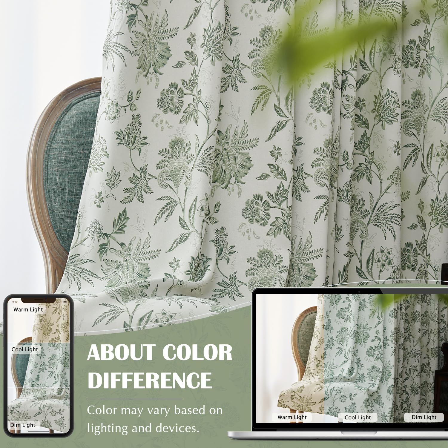 Foto 7 pulgar | Cortinas Jinchan Pinch Plisadas, 100% Opacas, Con Estampado Floral, 214 X 213 Cm - Venta Internacional.