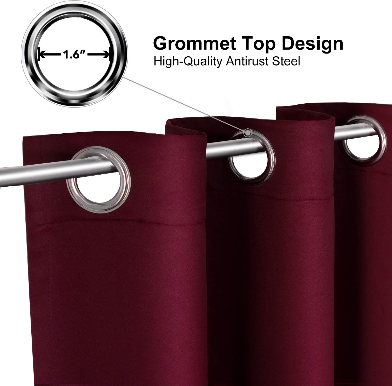 Foto 2 | Cortinas Chris Dowa Burgundyout De 183 Cm De Largo Para Dormitorio, 1 Panel - Venta Internacional.