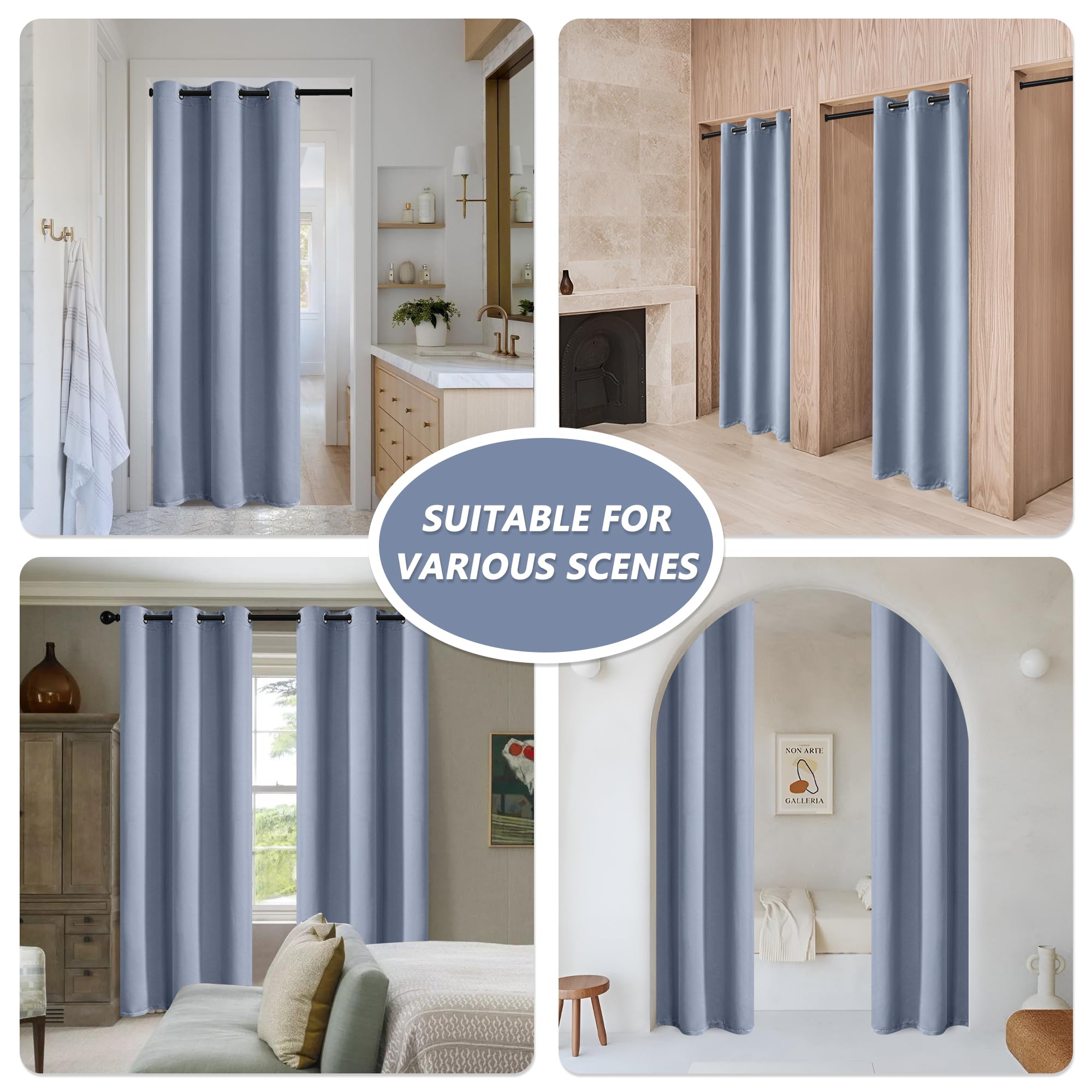 Foto 3 pulgar | Cortinas De Armario Mysky Home, Azul Empolvado, Opacas, 200 X 80 Cm, 1 Panel - Venta Internacional.