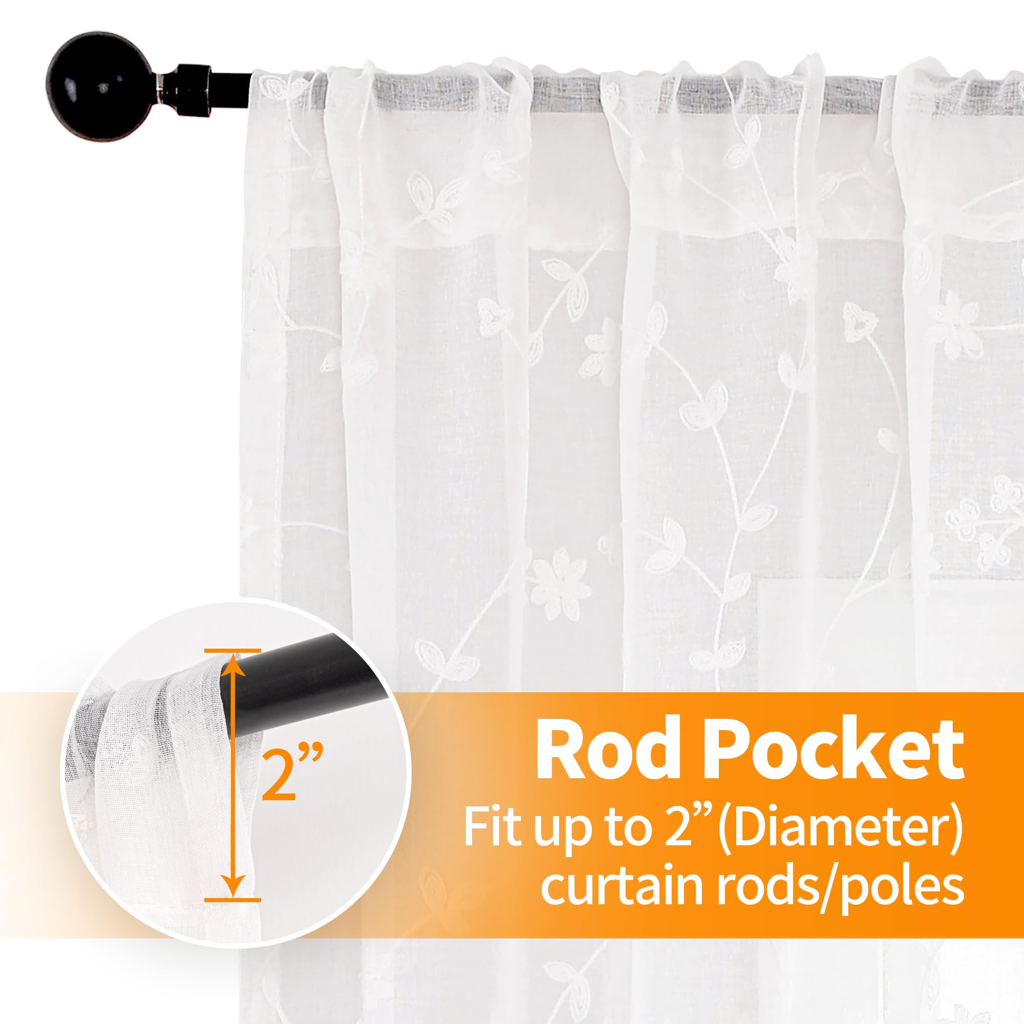 Foto 5 pulgar | Cortinas Transparentes Youngstex De Lino De 160 Cm De Longitud, Color Blanco, 2 Paneles - Venta Internacional.