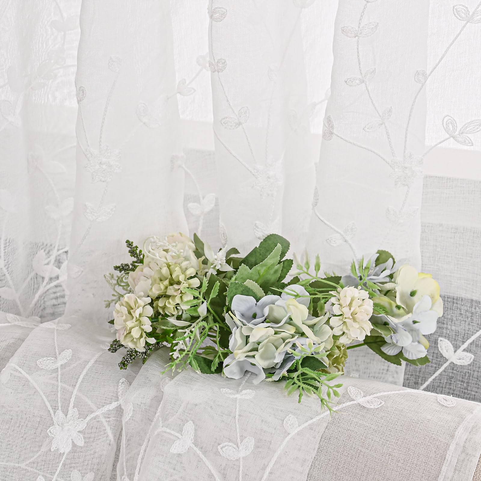 Foto 7 pulgar | Cortinas Transparentes Youngstex De Lino De 160 Cm De Longitud, Color Blanco, 2 Paneles - Venta Internacional.