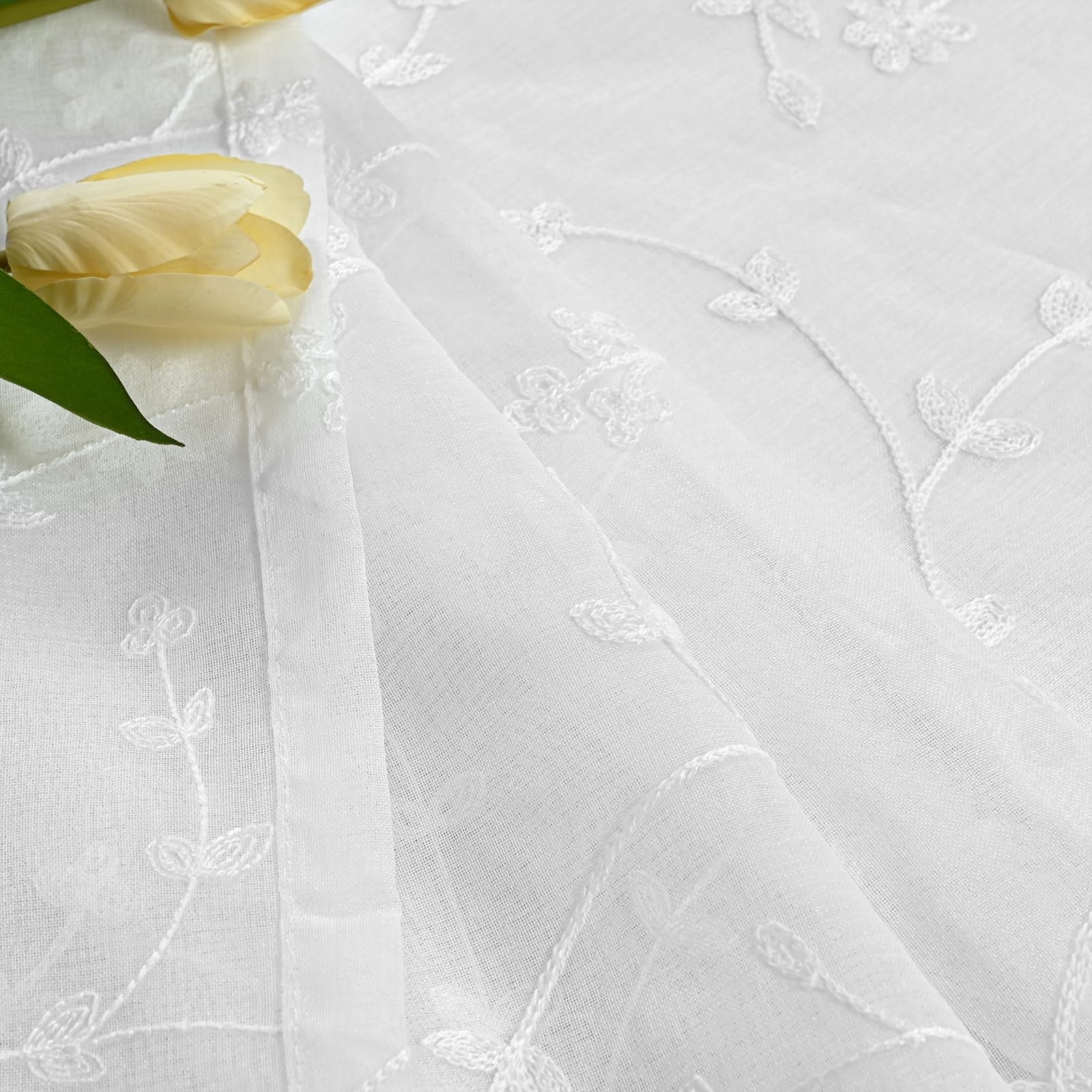 Foto 7 | Cortinas Transparentes Youngstex De Lino De 160 Cm De Longitud, Color Blanco, 2 Paneles - Venta Internacional.