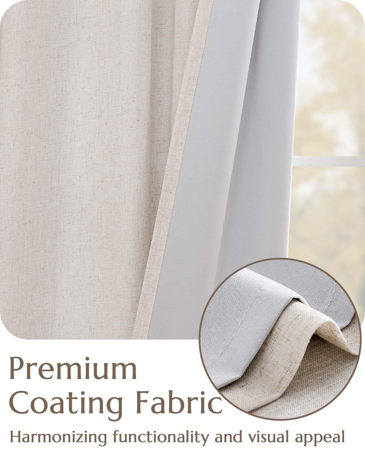 Foto 5 pulgar | Cortinas Jinchan De Lino Opacas De 244 Cm Para Dormitorio Y Sala De Estar - Venta Internacional.