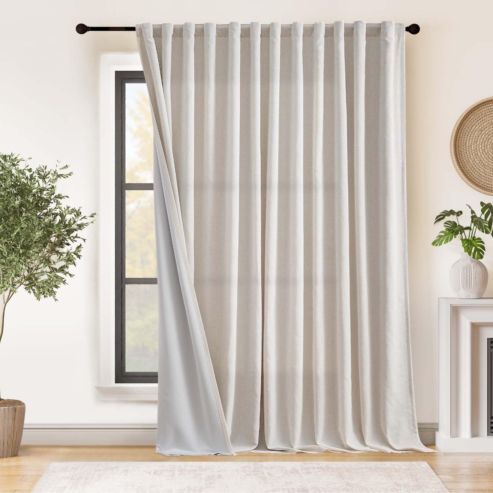 Foto 2 pulgar | Cortinas De Lino Opacas Jinchan, 254 X 244 Cm, Con Forro Gris - Venta Internacional.