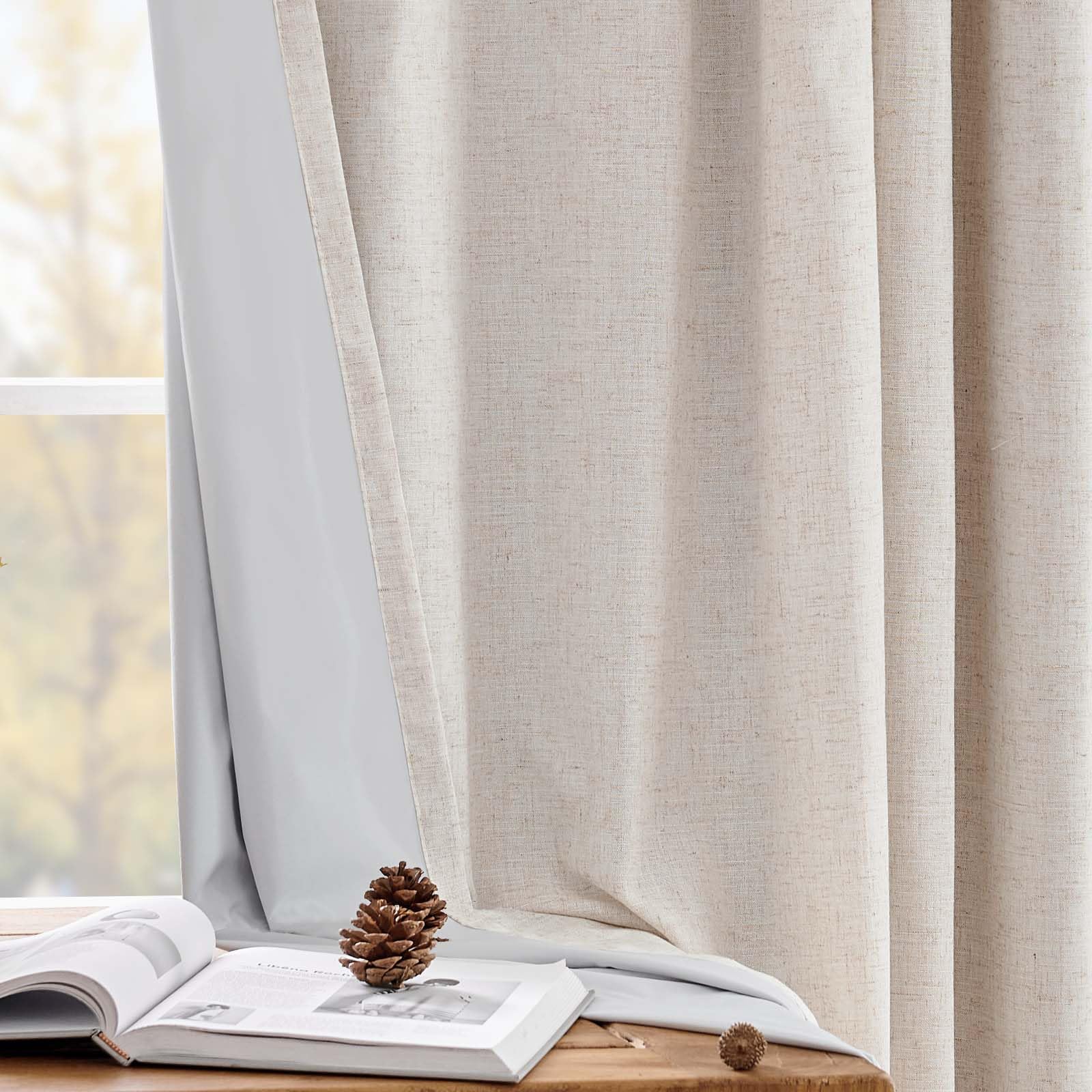 Foto 4 pulgar | Cortinas De Lino Opacas Jinchan, 254 X 244 Cm, Con Forro Gris - Venta Internacional.