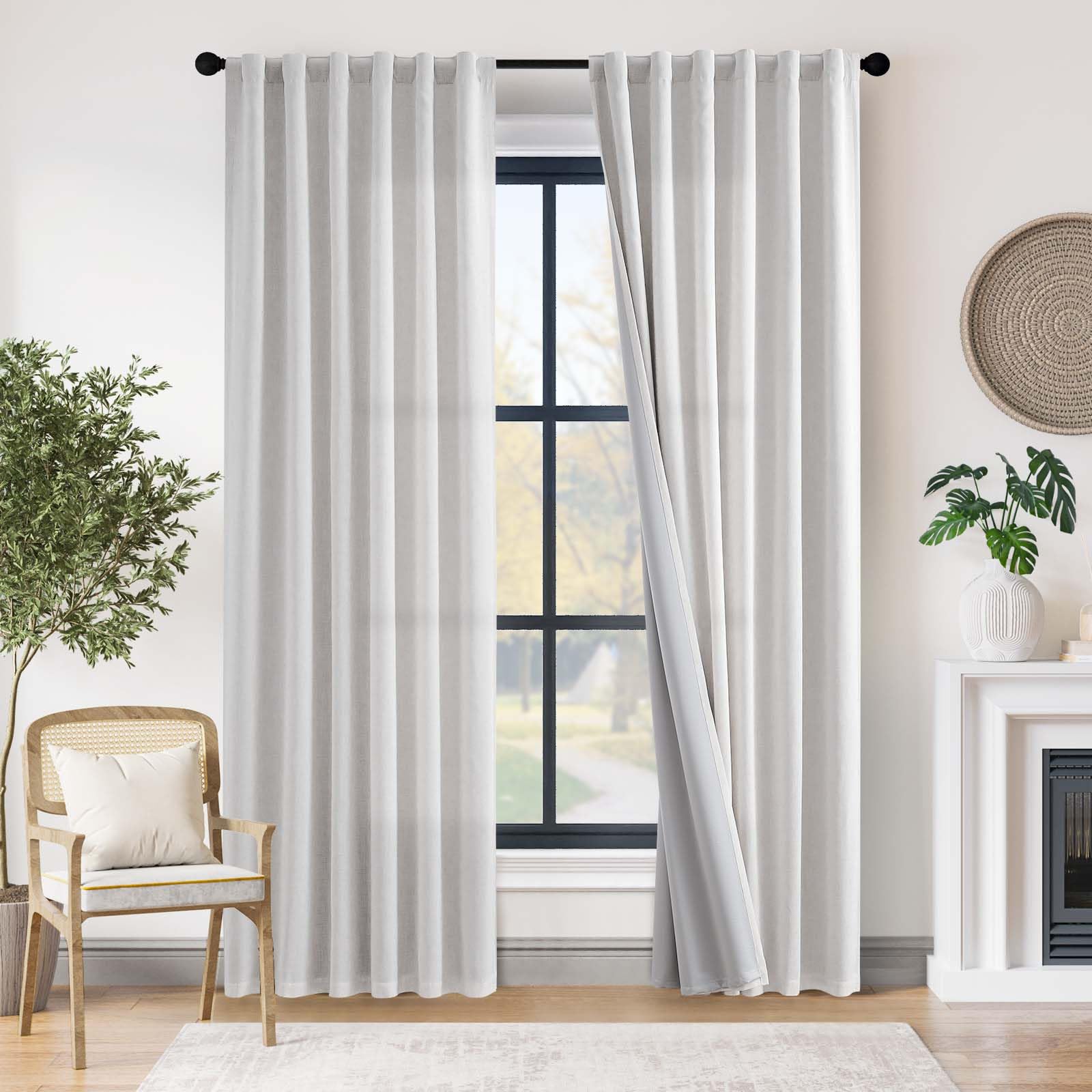 Foto 2 pulgar | Cortinas De Lino Opacas Jinchan, 229 X 228 Cm, Con Forro Gris, 2 Paneles - Venta Internacional.