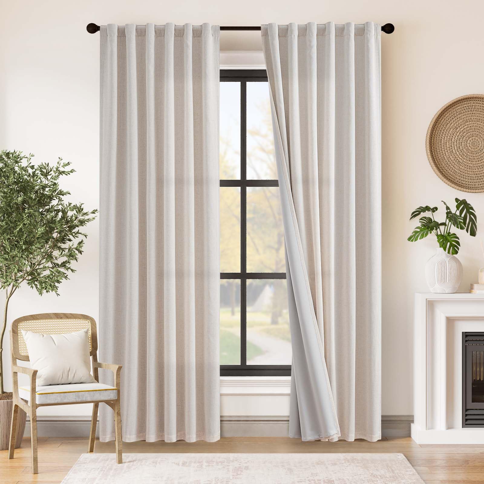 Foto 2 pulgar | Cortinas De Lino Opacas Jinchan, 229 X 228 Cm, Con Forro Gris, 2 Paneles - Venta Internacional.
