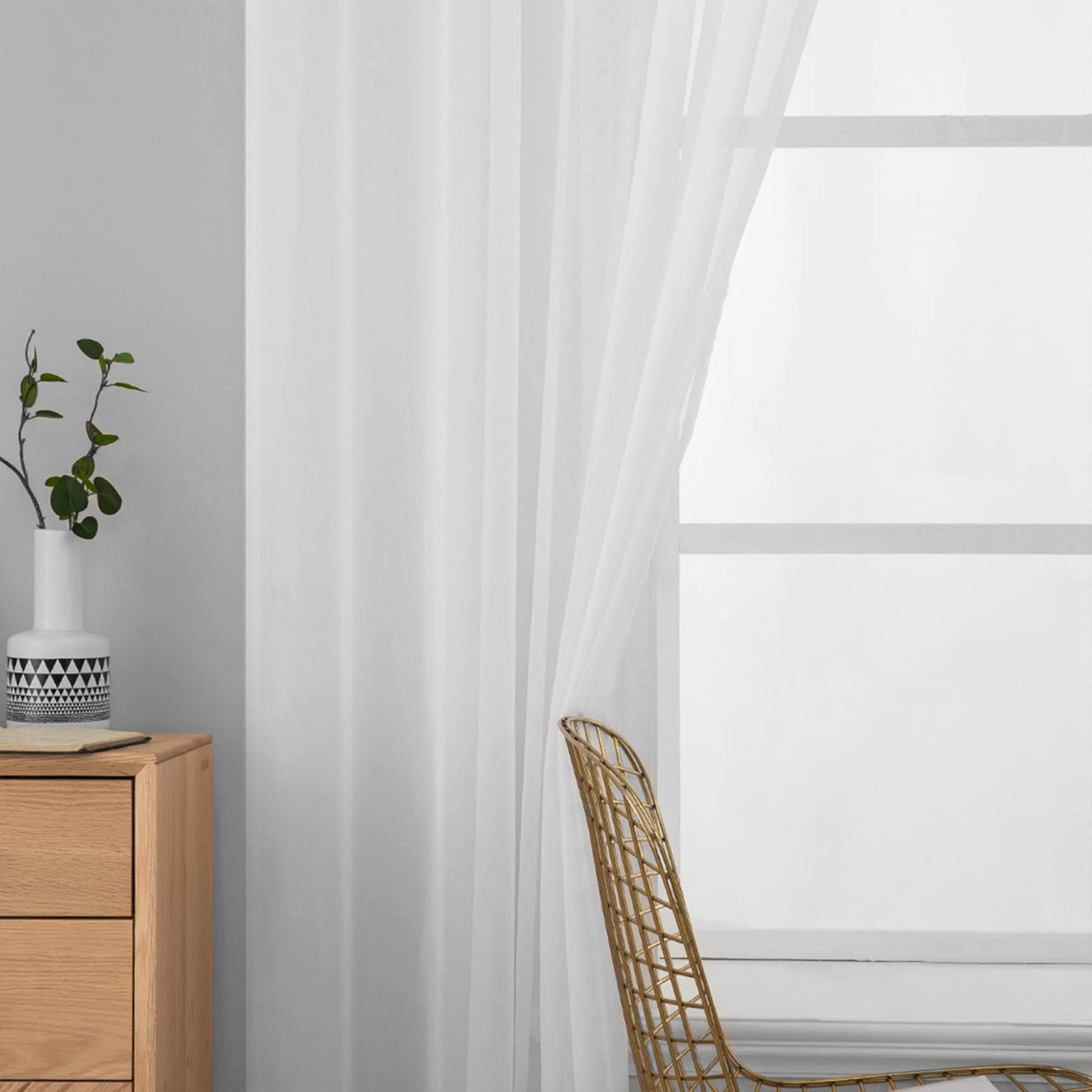 Foto 6 pulgar | Cortinas De Ventana Miulee, Color Liso, Blanco Transparente, 54 X 98 Pulgadas, 2 Paneles - Venta Internacional.