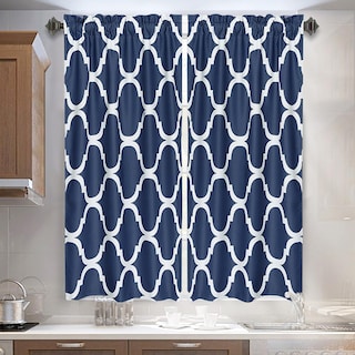 Foto 1 | Cortinas Tier Melodieux Con Estampado De Moda Marroquí, Color Azul Marino - Venta Internacional.
