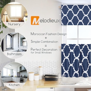 Foto 3 | Cortinas Tier Melodieux Con Estampado De Moda Marroquí, Color Azul Marino - Venta Internacional.