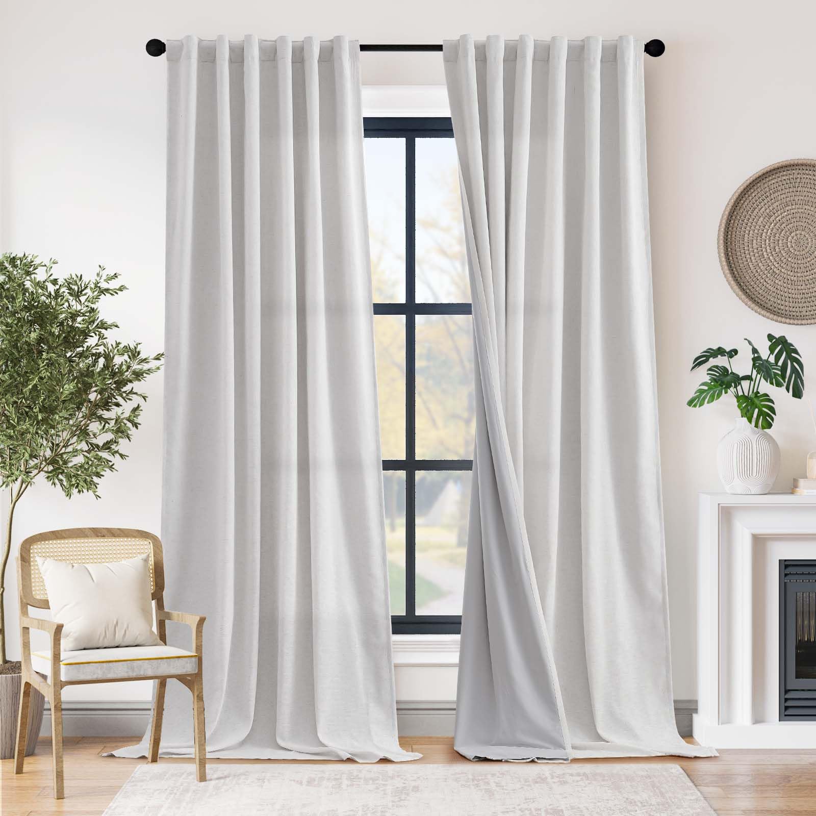 Foto 2 pulgar | Cortinas De Lino Opacas Jinchan, 274 Cm, Blanco Grisáceo, 2 Paneles - Venta Internacional.
