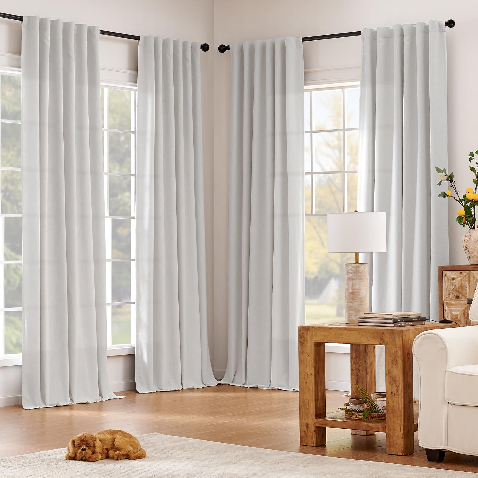 Foto 3 pulgar | Cortinas De Lino Opacas Jinchan, 274 Cm, Blanco Grisáceo, 2 Paneles - Venta Internacional.
