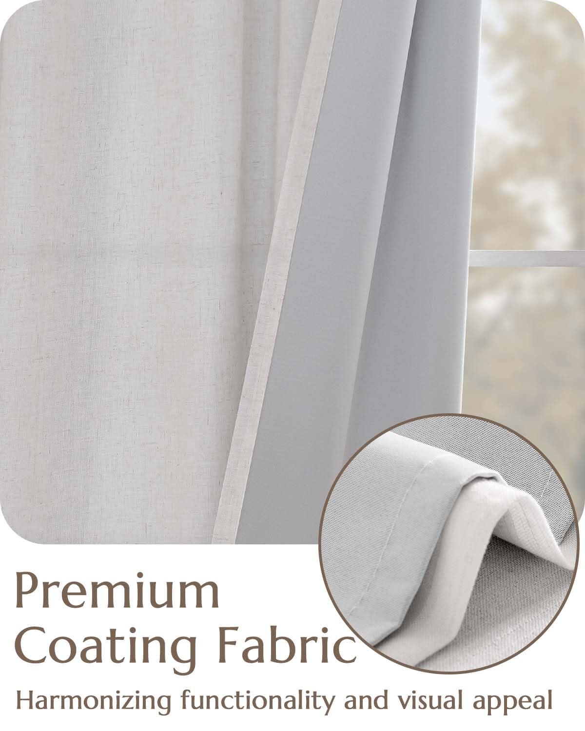 Foto 5 pulgar | Cortinas De Lino Opacas Jinchan, 274 Cm, Blanco Grisáceo, 2 Paneles - Venta Internacional.