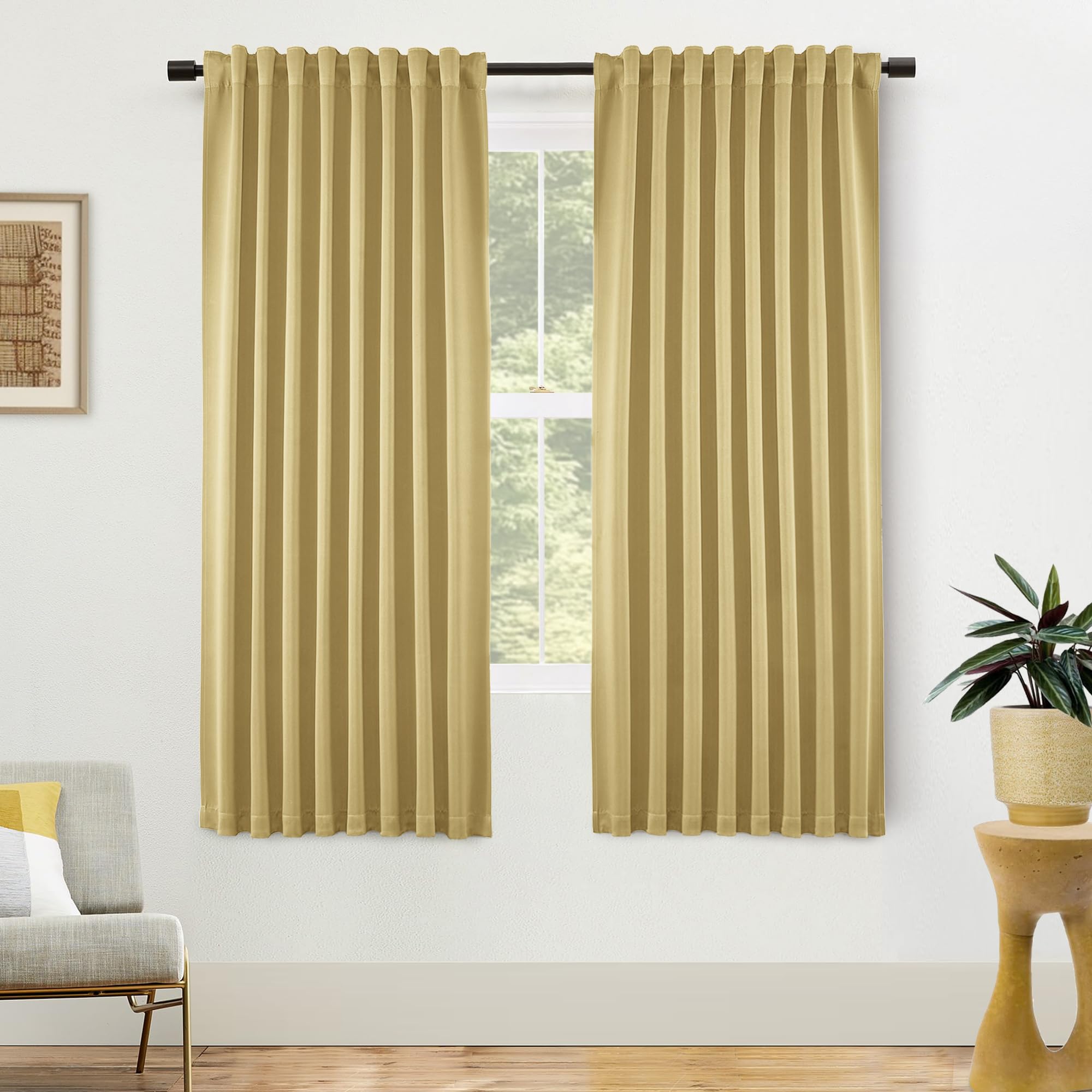 Foto 2 pulgar | Juego De 2 Paneles De Cortinas Opacas Shineland De 183 Cm Y Amarillo Dorado - Venta Internacional.