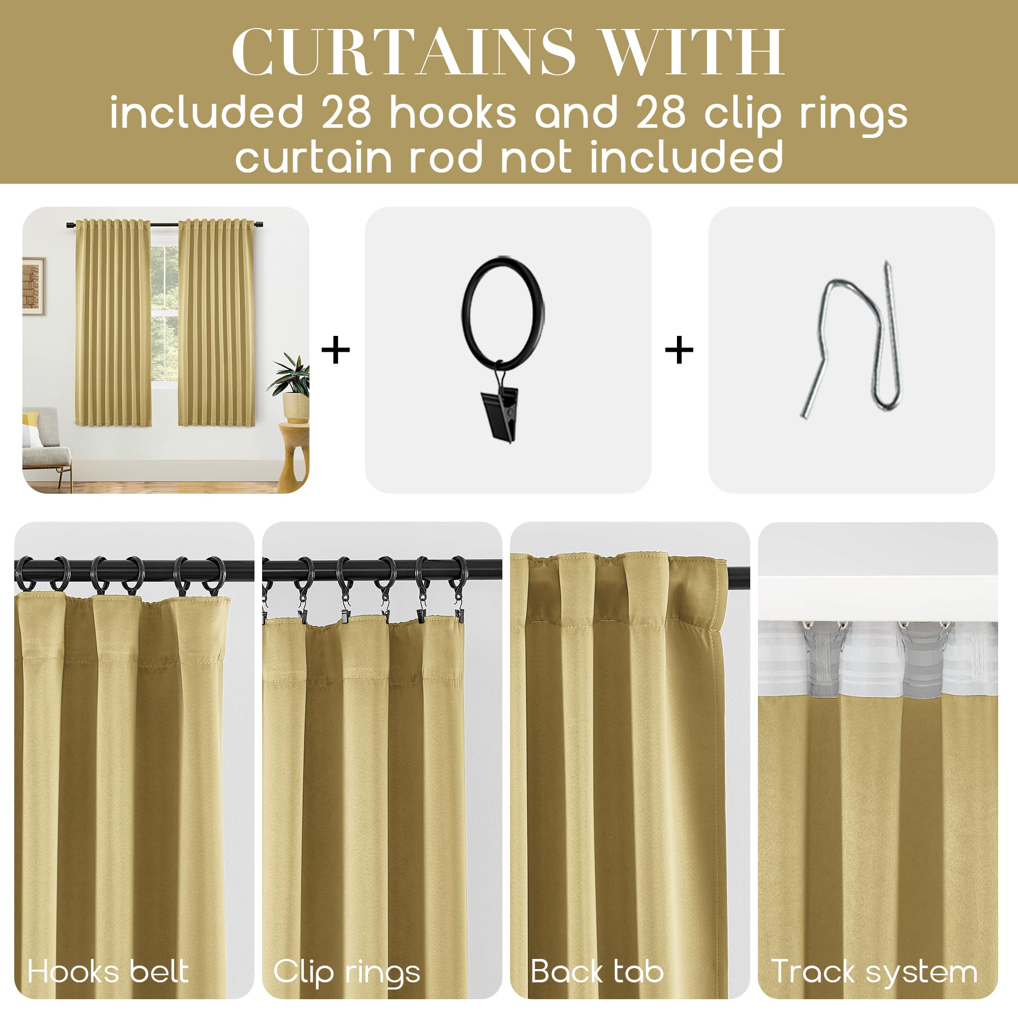 Foto 4 pulgar | Juego De 2 Paneles De Cortinas Opacas Shineland De 183 Cm Y Amarillo Dorado - Venta Internacional.