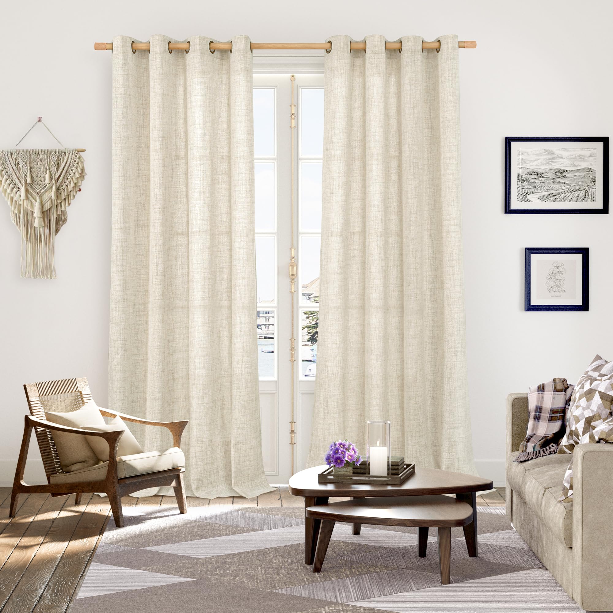 Foto 2 | Cortinas Youngstex De Lino, 230 X 228 Cm, Filtro De Luz, 2 Paneles - Venta Internacional.
