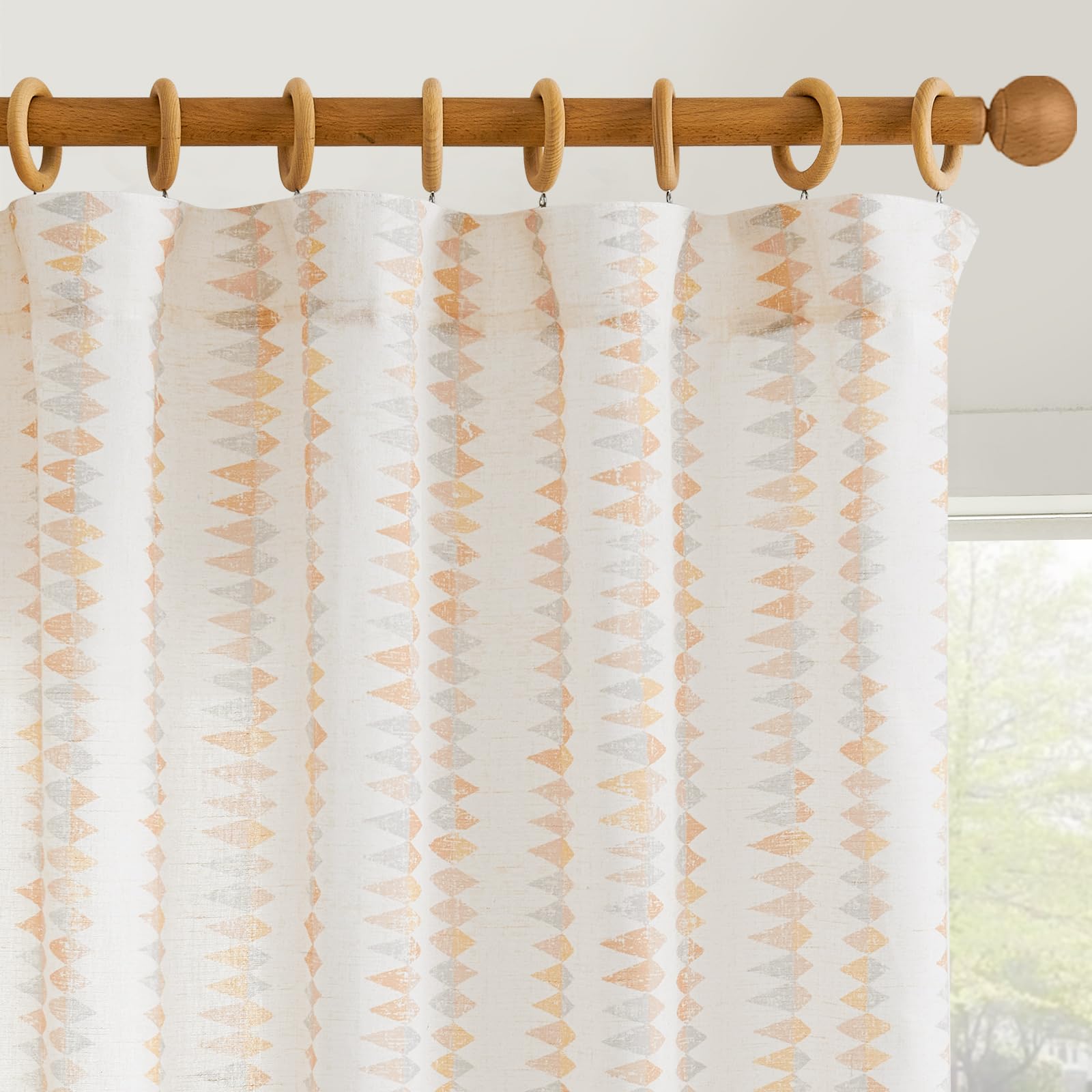 Foto 2 pulgar | Cortinas Jinchan Linen Nursery, 213 Cm, Geométricas, Color Rosa, X2 - Venta Internacional.