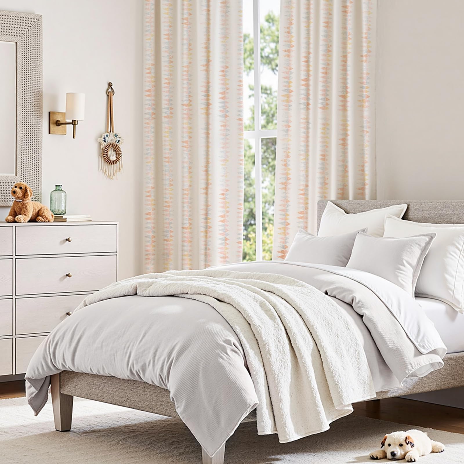 Foto 7 | Cortinas Jinchan Linen Nursery, 213 Cm, Geométricas, Color Rosa, X2 - Venta Internacional.