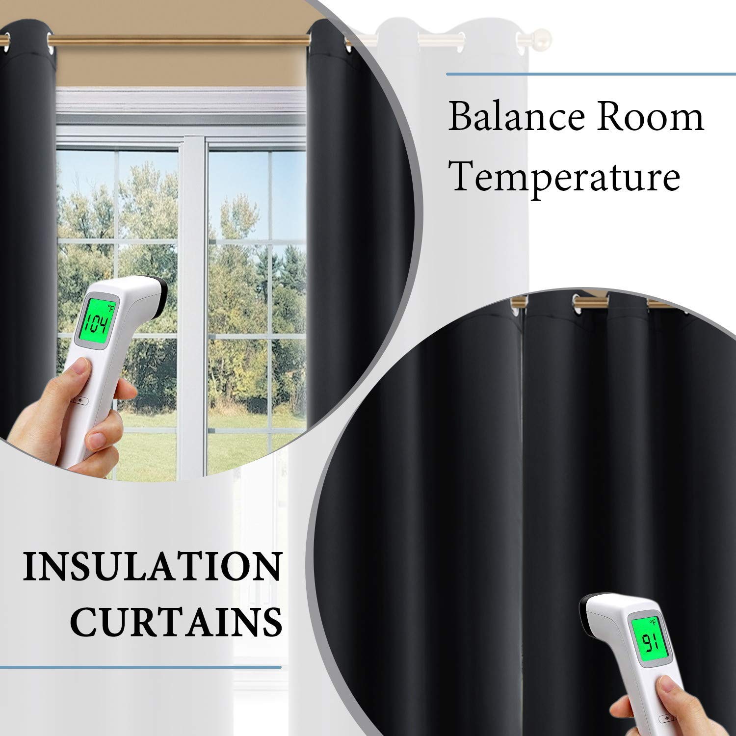 Foto 5 pulgar | Cortinas Opacas Diraysid Con Aislamiento Térmico, 107 X 213 Cm, Color Negro - Venta Internacional.
