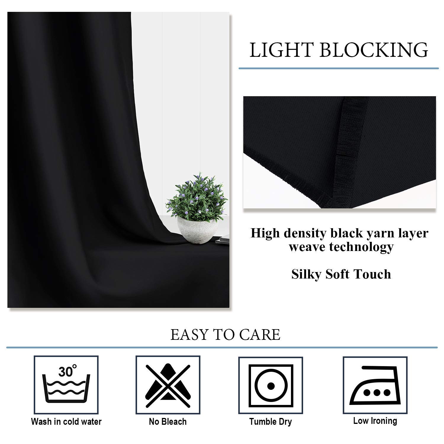 Foto 6 pulgar | Cortinas Opacas Diraysid Con Aislamiento Térmico, 107 X 213 Cm, Color Negro - Venta Internacional.