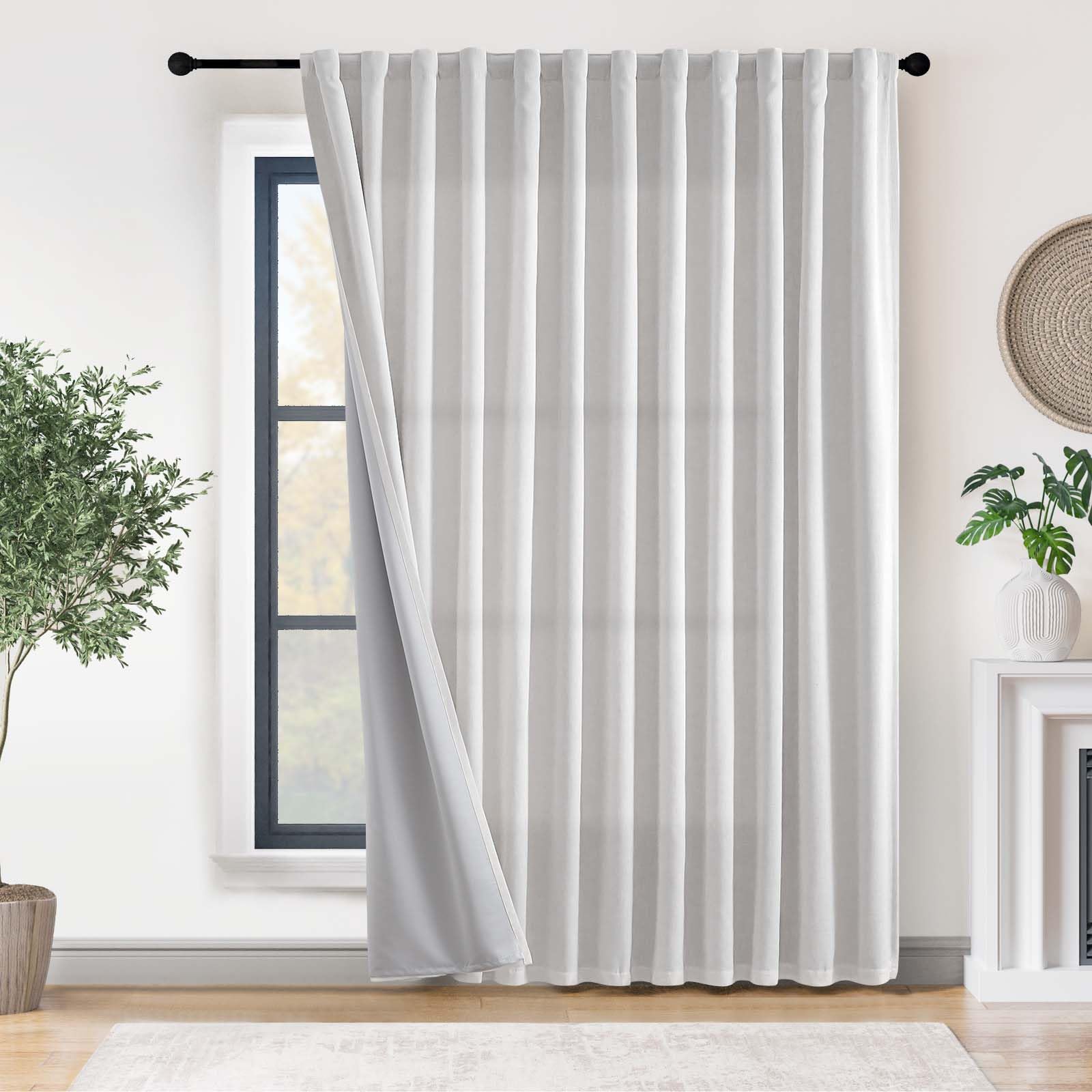 Foto 1 | Cortinas De Lino Opacas Jinchan, 254 X 213 Cm, Blanco Grisáceo, 1 Panel - Venta Internacional.