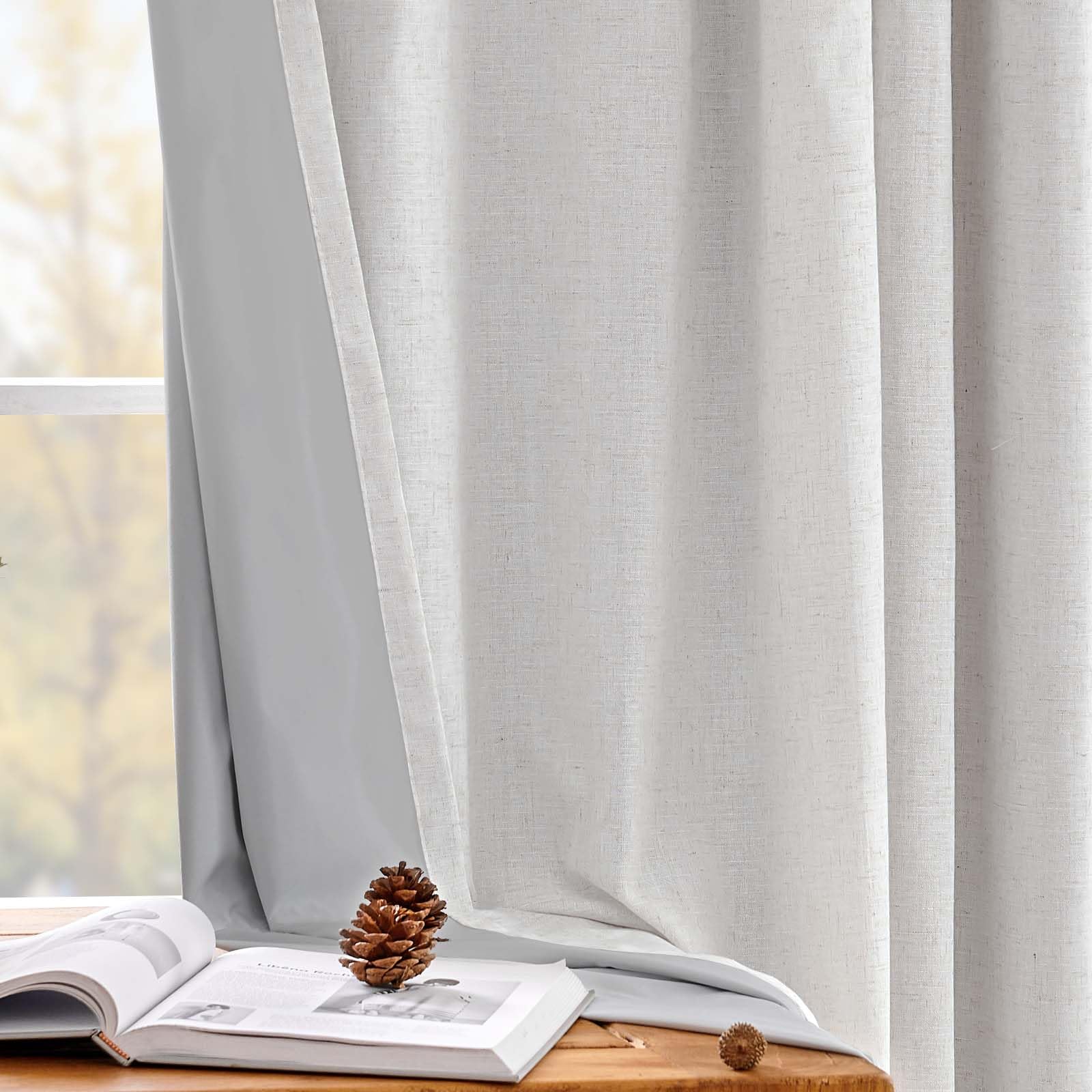 Foto 2 | Cortinas De Lino Opacas Jinchan, 254 X 213 Cm, Blanco Grisáceo, 1 Panel - Venta Internacional.