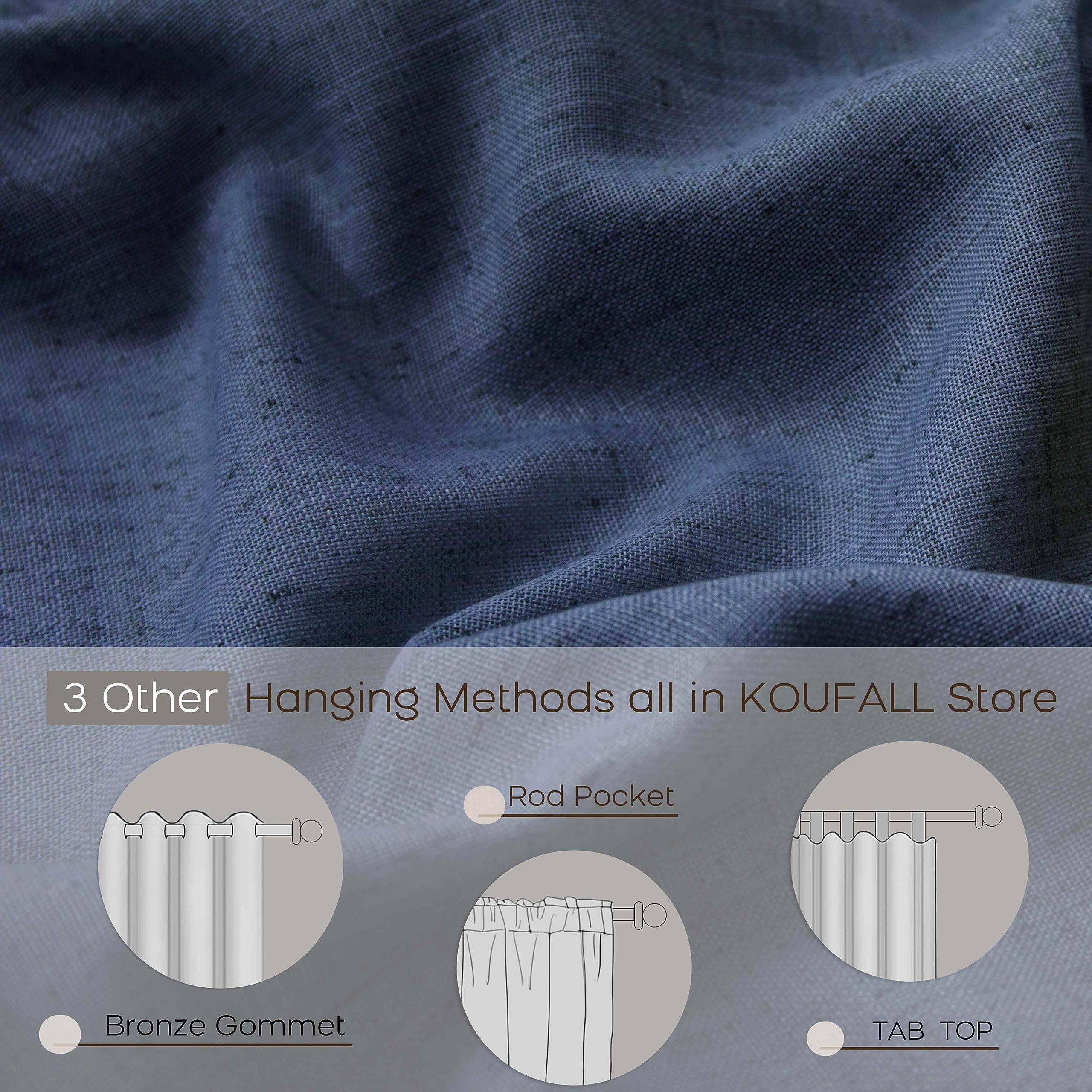 Foto 4 pulgar | Cortinas Koufall De Lino Transparente Azul Marino, 132 X 254 Cm, Para Sala De Estar - Venta Internacional.