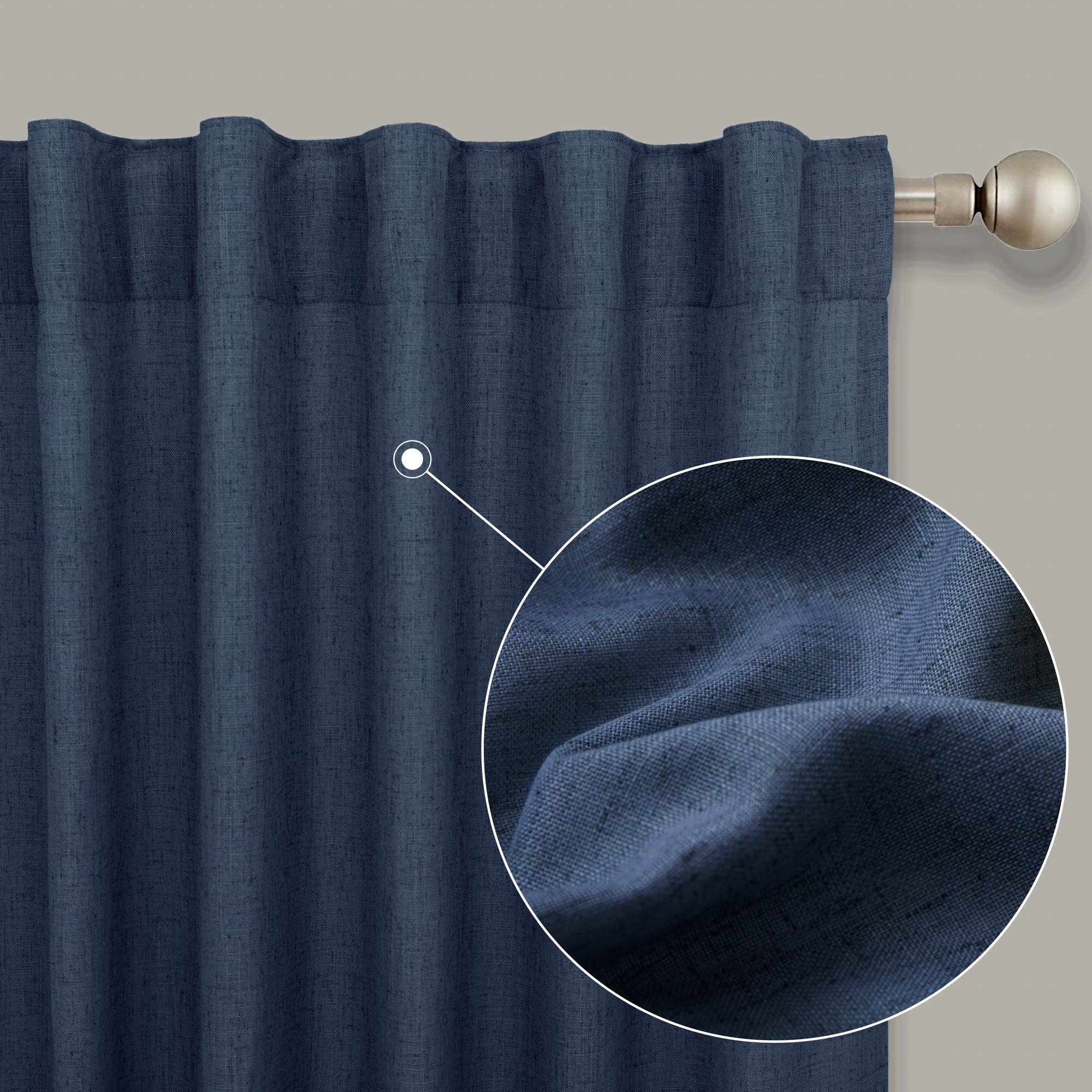 Foto 6 pulgar | Cortinas Koufall De Lino Transparente Azul Marino, 132 X 254 Cm, Para Sala De Estar - Venta Internacional.