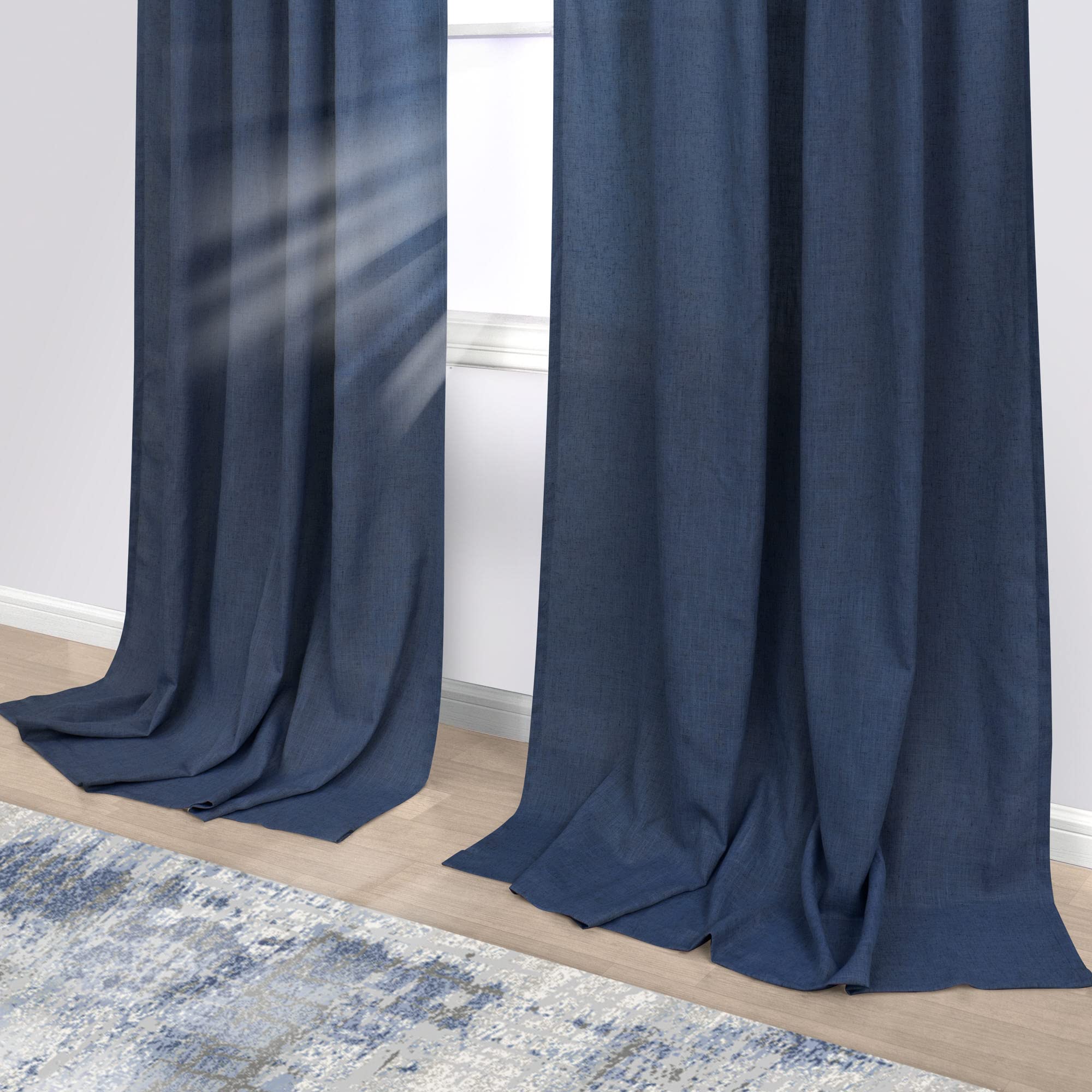 Foto 7 pulgar | Cortinas Koufall De Lino Transparente Azul Marino, 132 X 254 Cm, Para Sala De Estar - Venta Internacional.