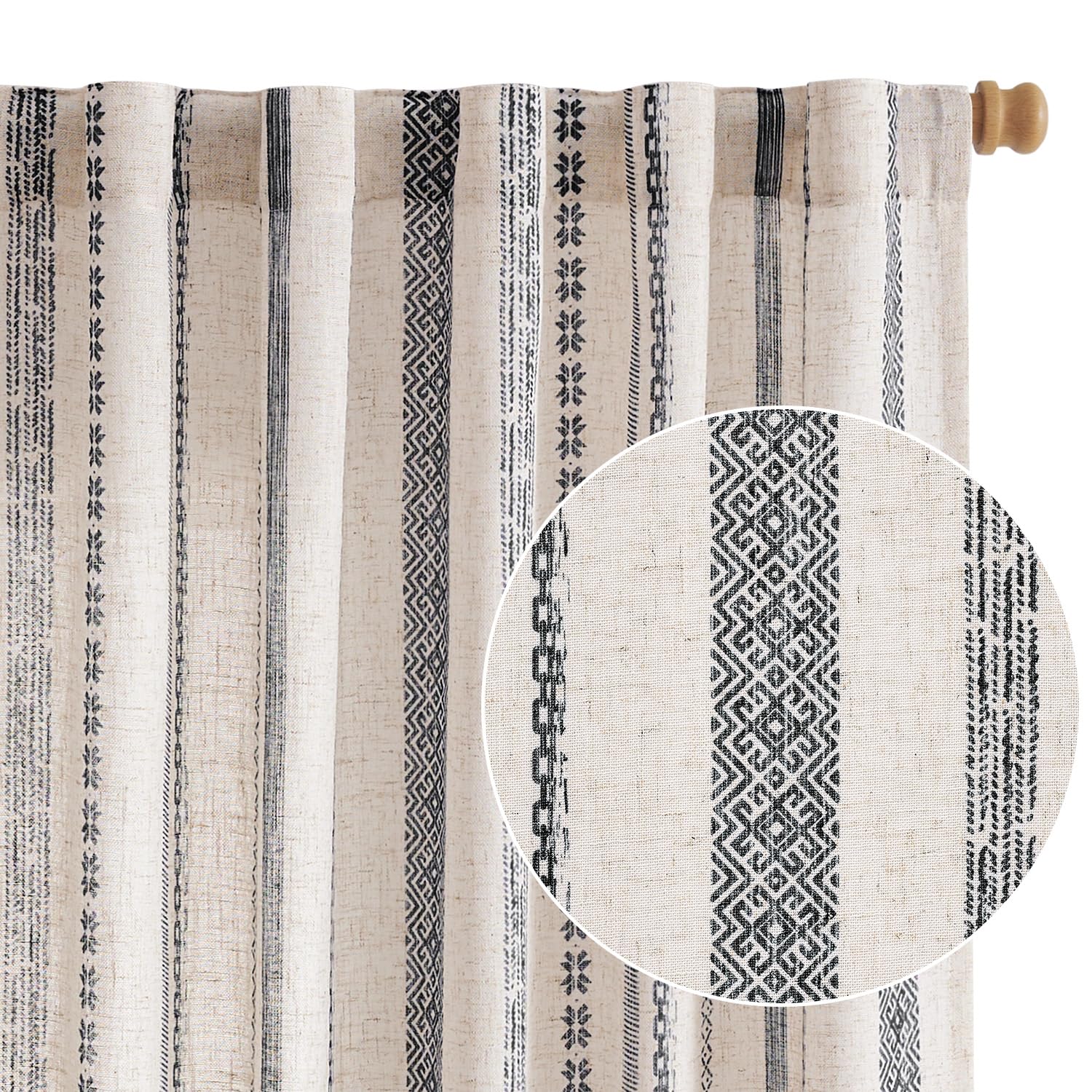 Foto 2 pulgar | Cortinas Jinchan, Mezcla De Lino, Estilo Bohemio, 214 Cm X 213 Cm, Con Filtro De Luz - Venta Internacional.