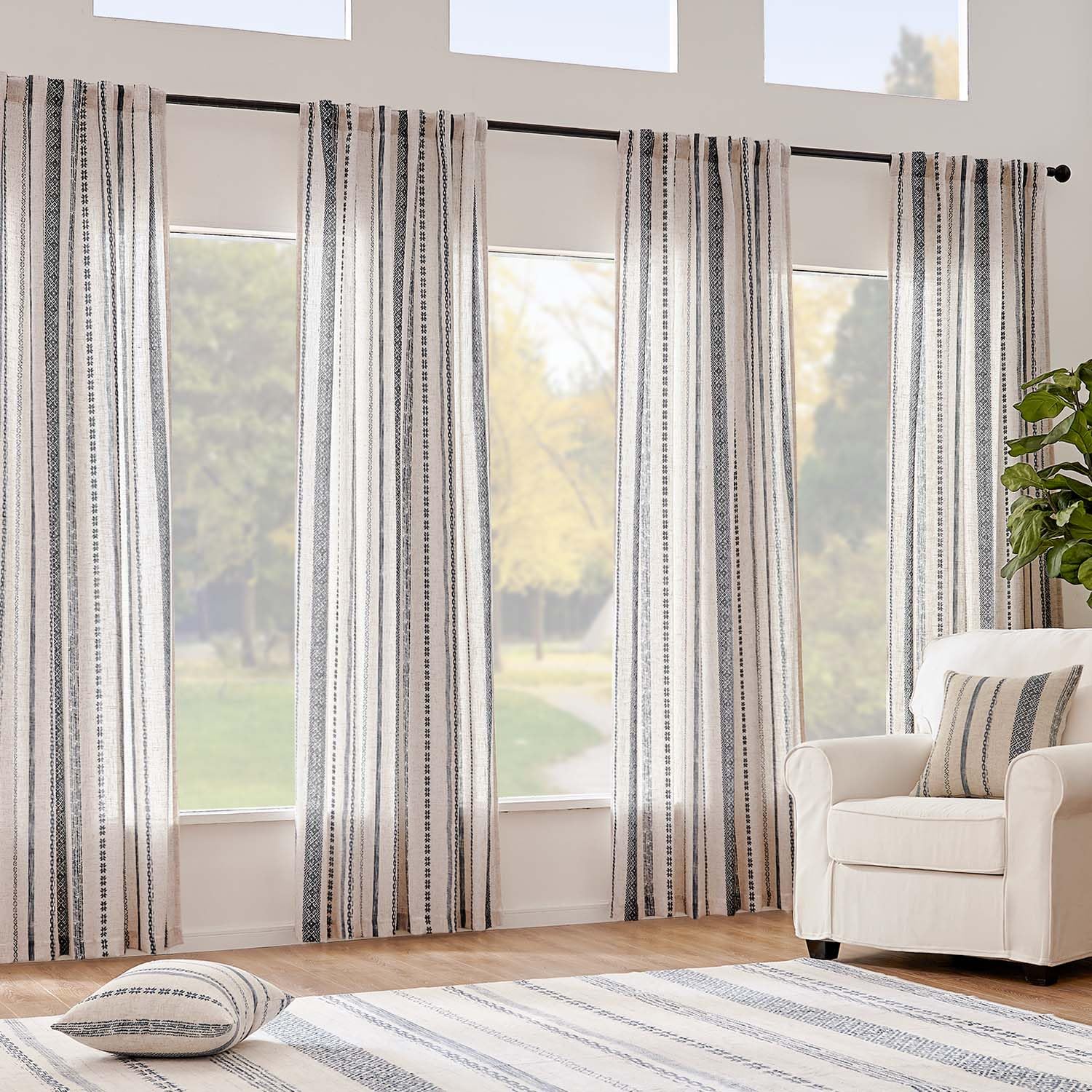 Foto 7 pulgar | Cortinas Jinchan, Mezcla De Lino, Estilo Bohemio, 214 Cm X 213 Cm, Con Filtro De Luz - Venta Internacional.